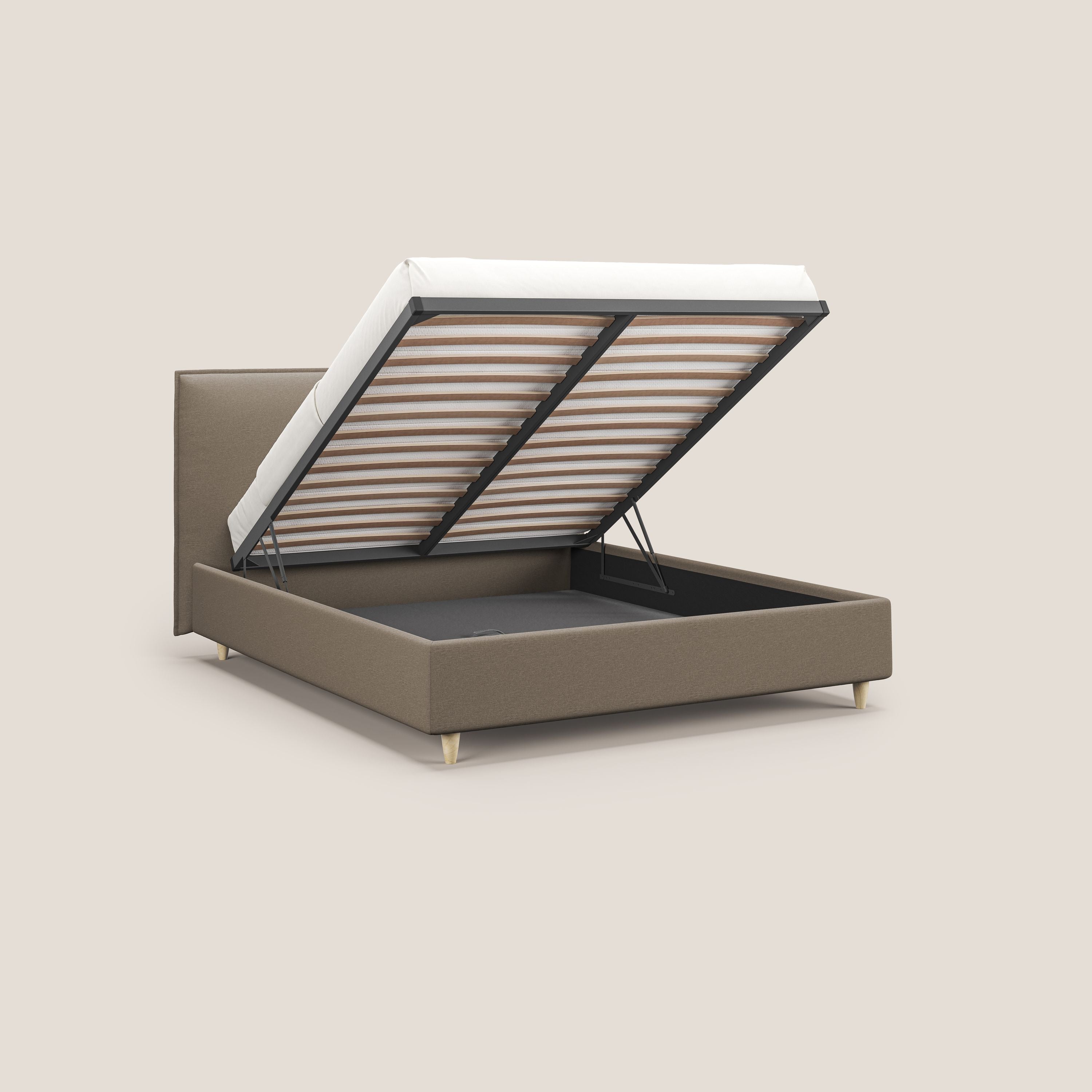 Costanza letto contenitore e sfoderabile in tessuto misto cotone impermeabile T13 beige - divani.store