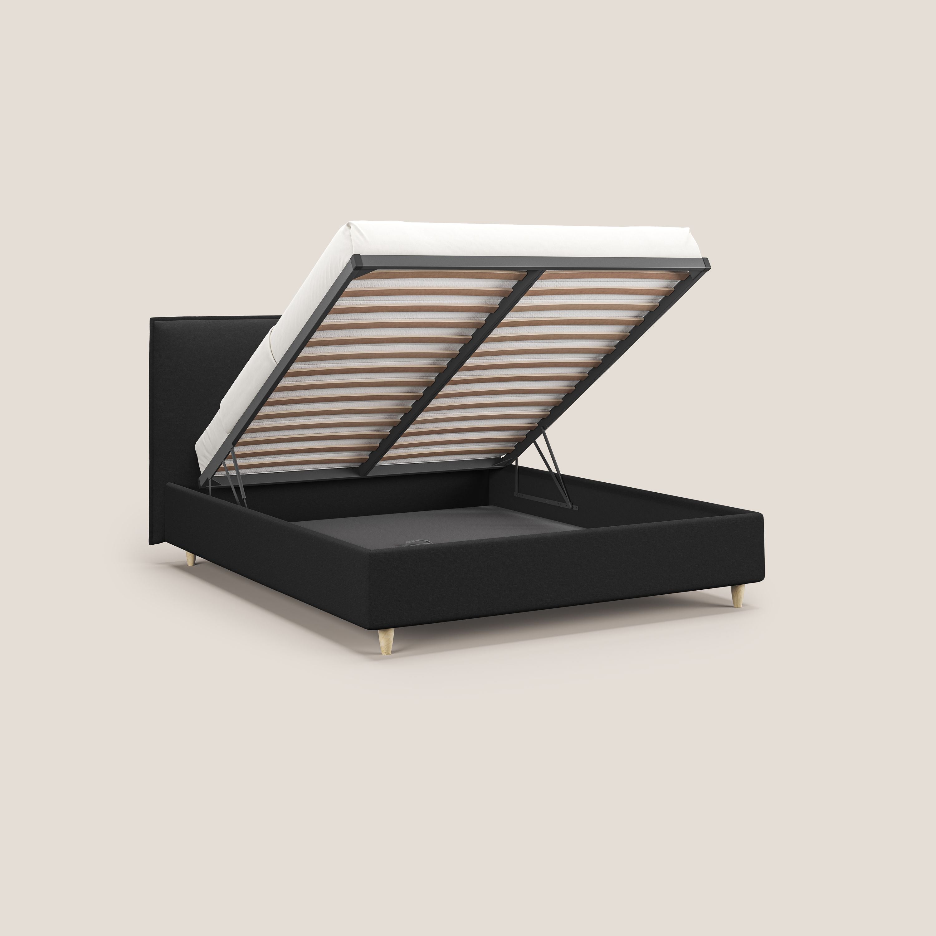 Costanza letto contenitore e sfoderabile in tessuto misto cotone impermeabile T13 antracite - divani.store