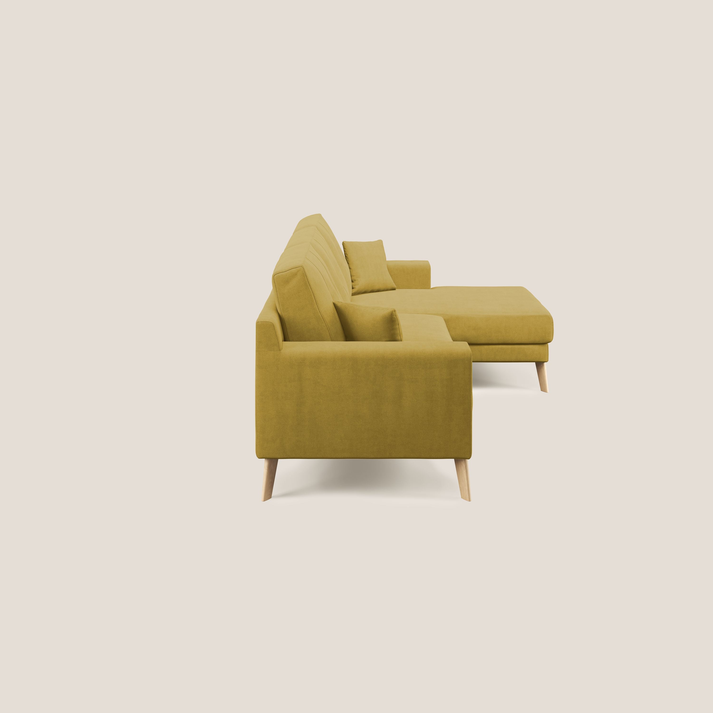 Danish divano angolare REVERSIBILE in tessuto morbido impermeabile T02 giallo - divani.store