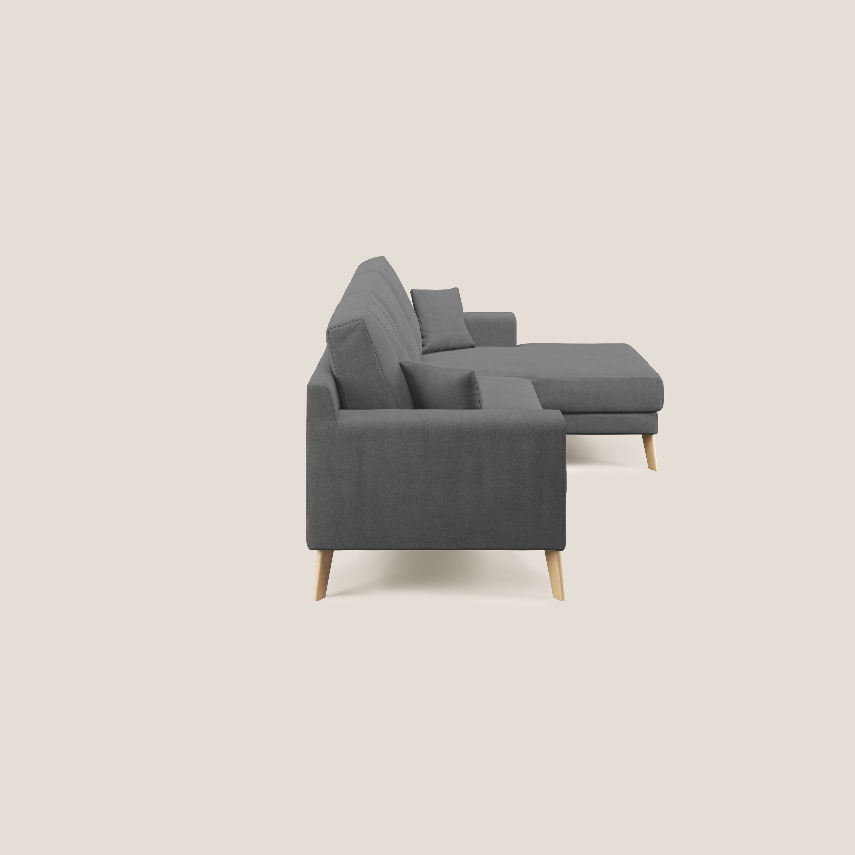 Danish divano angolare REVERSIBILE in tessuto morbido impermeabile T02 grigio - divani.store