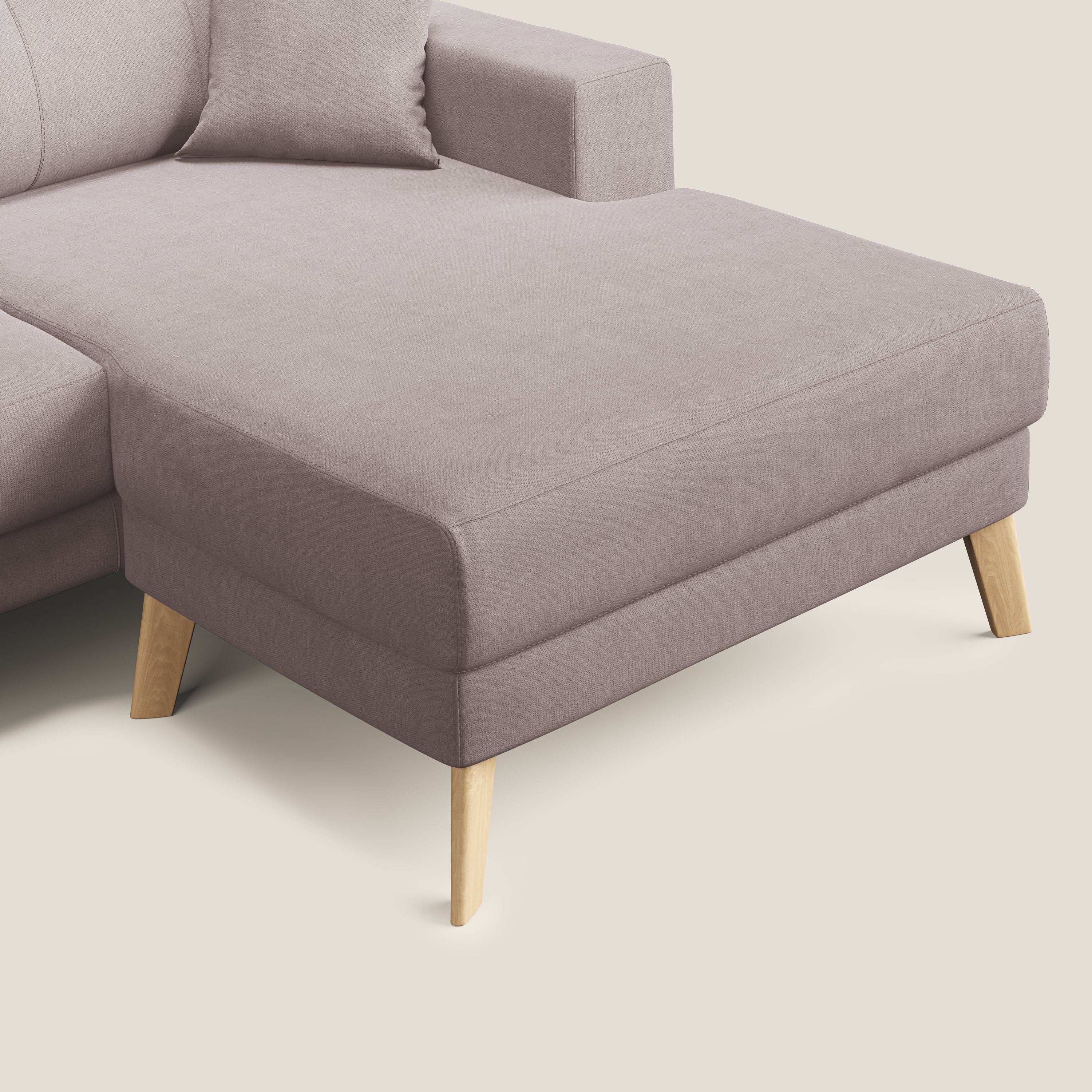 Danish divano angolare REVERSIBILE in tessuto morbido impermeabile T02 rosa - divani.store