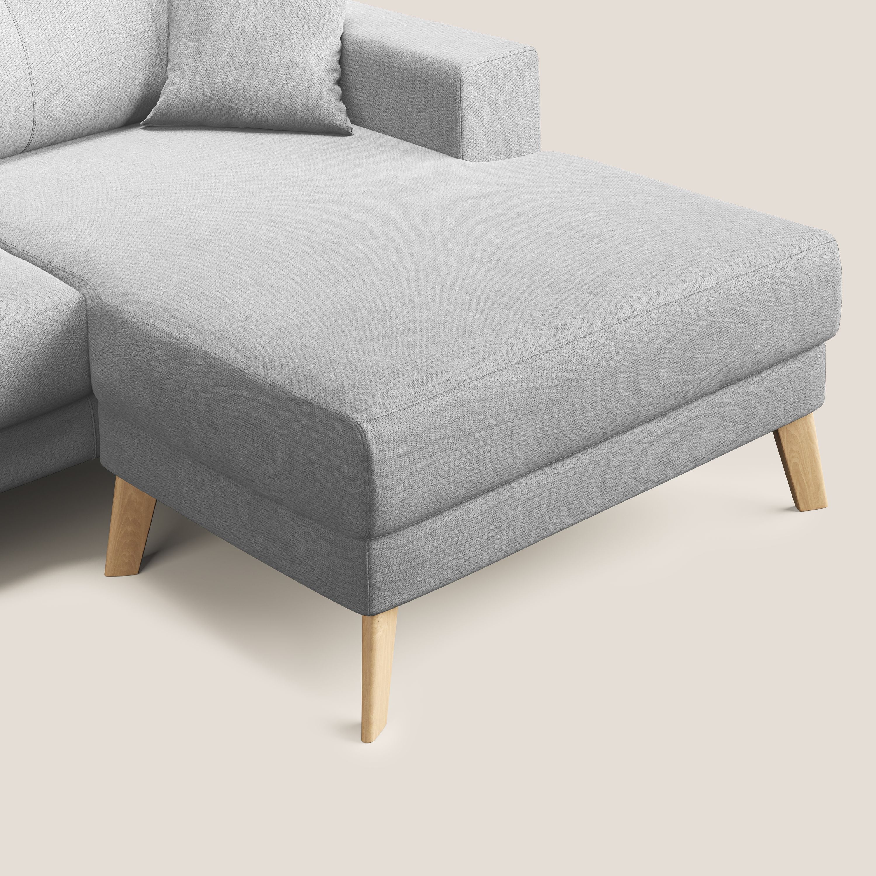 Danish divano angolare REVERSIBILE in tessuto morbido impermeabile T02 grigio chiaro - divani.store