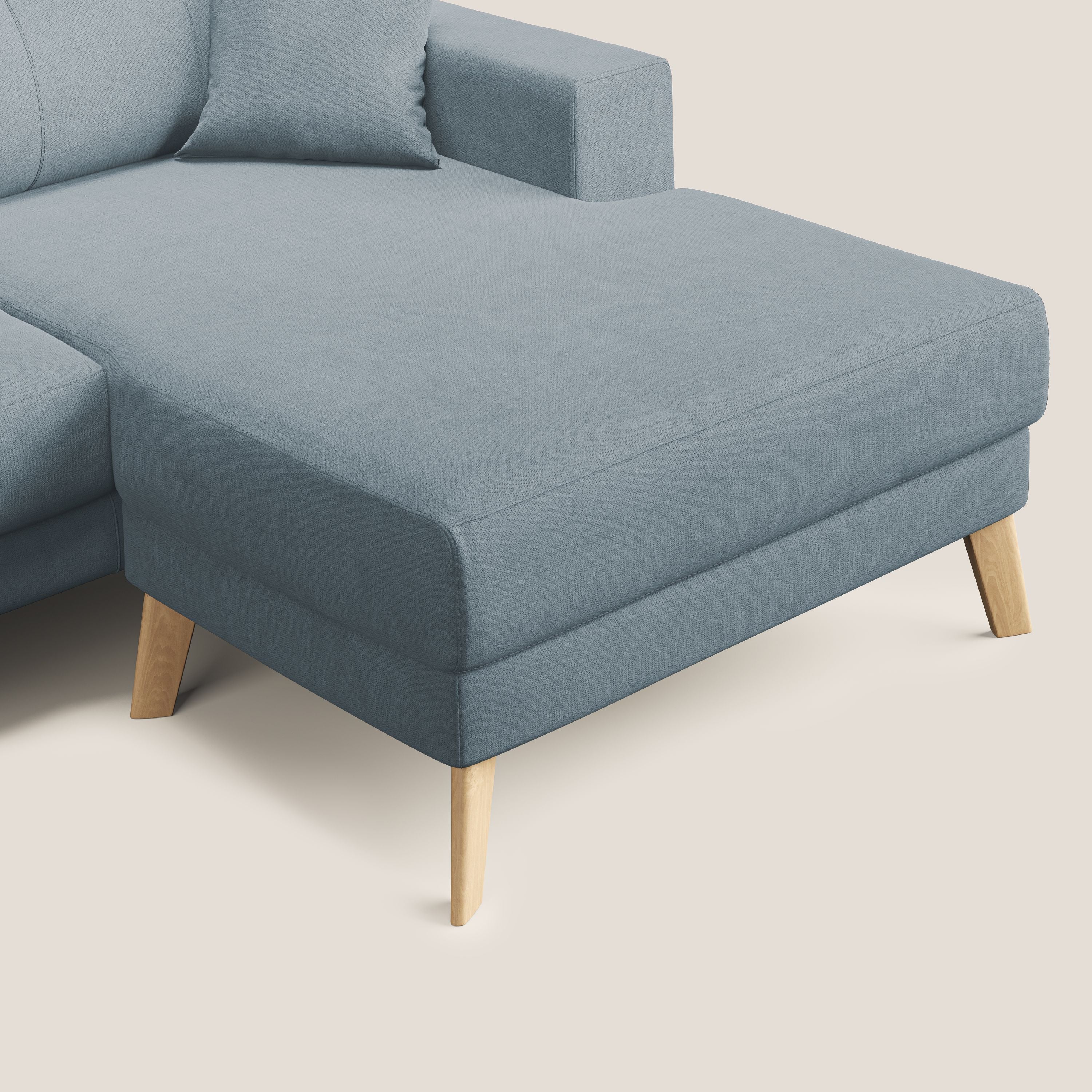 Danish divano angolare REVERSIBILE in tessuto morbido impermeabile T02 carta da zucchero - divani.store