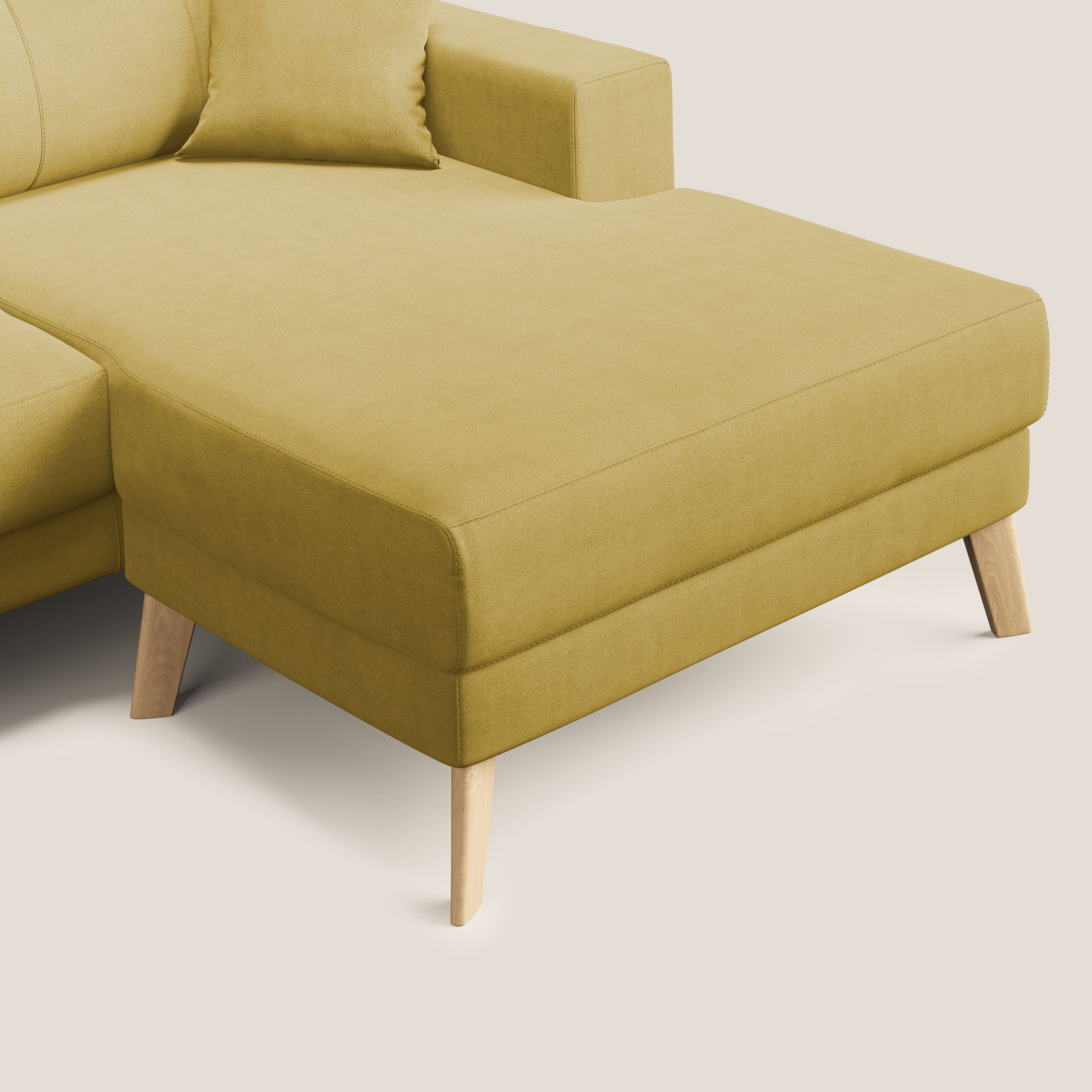 Danish divano angolare REVERSIBILE in tessuto morbido impermeabile T02 giallo - divani.store