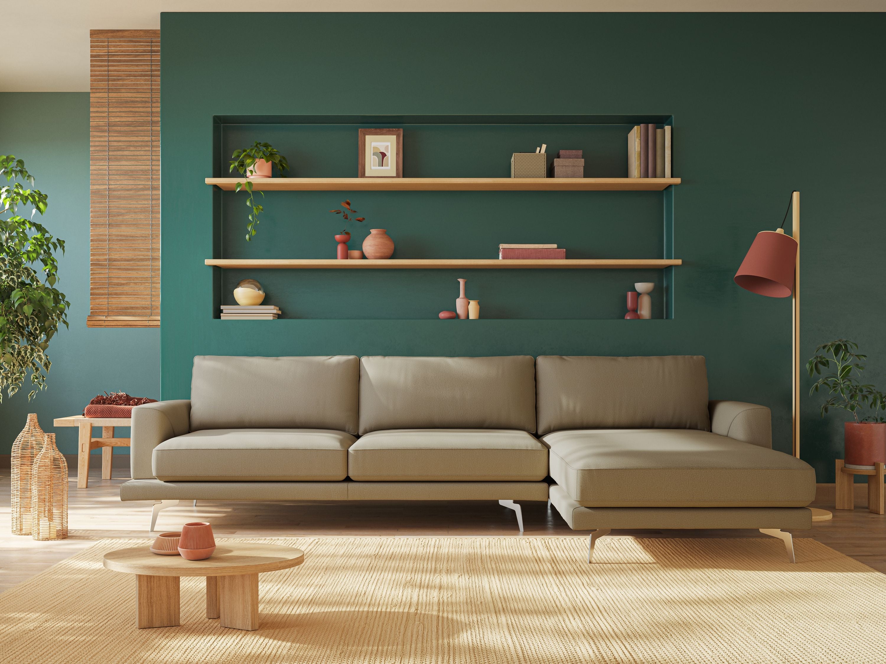 Dorian divano moderno angolare con penisola in tessuto morbido antimacchia T05 grigio - divani.store