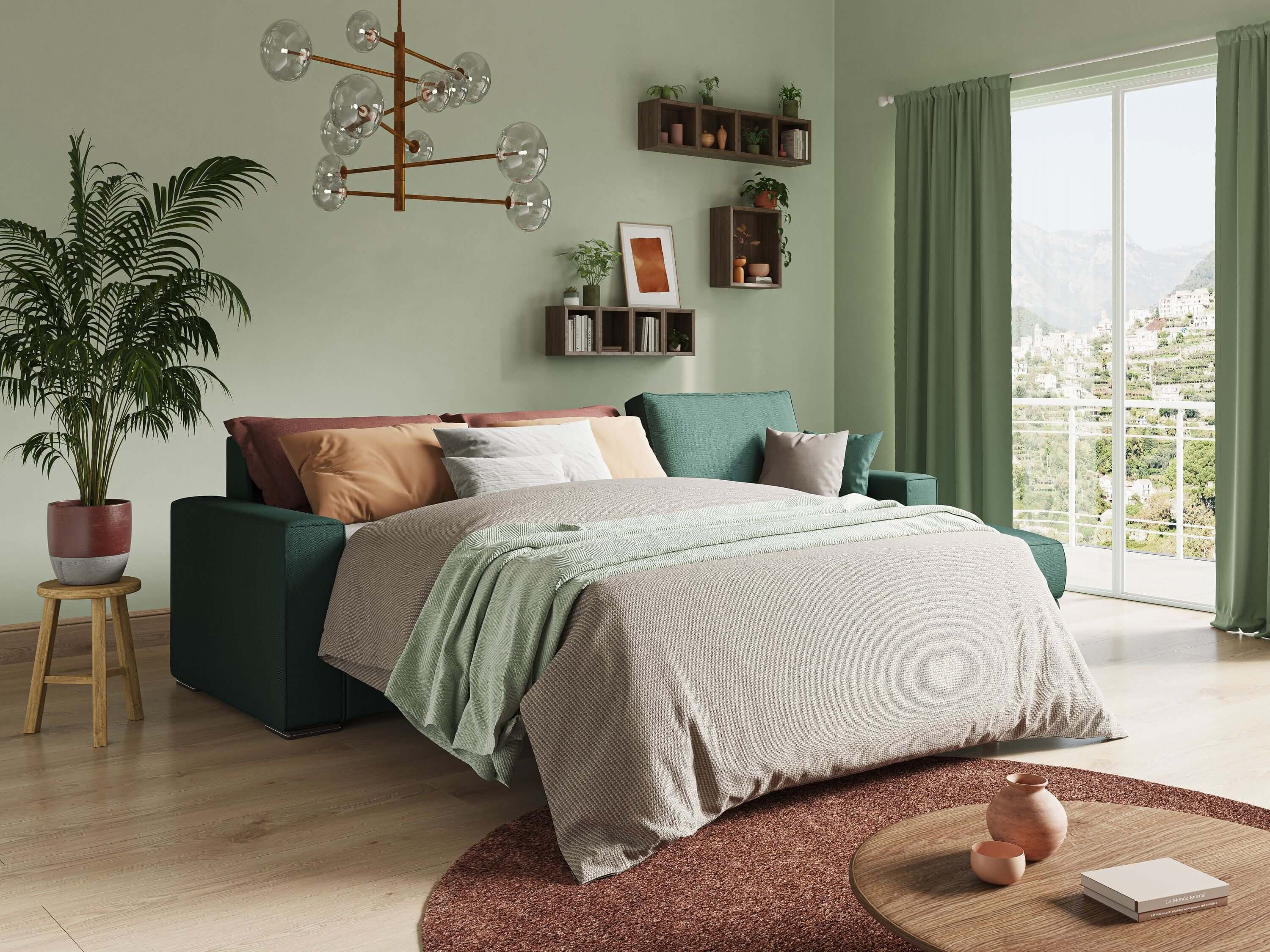 Shop online Dream Divano letto angolare in tessuto smacchiabile T05 panna - divani.store