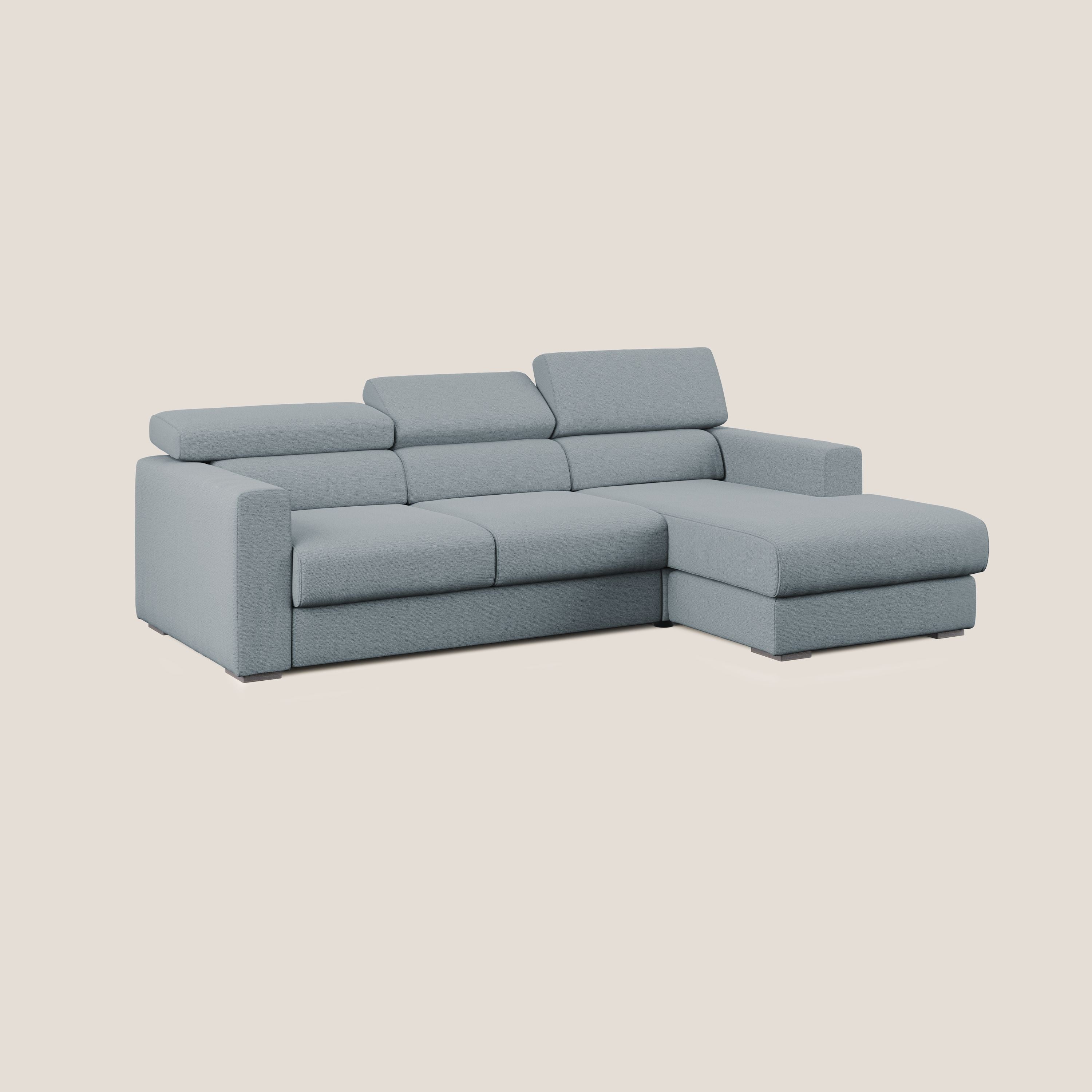 Dylan divano angolare con estraibile a cassettone in tessuto fiammato simil cotone impermeabile T19 carta da zucchero - divani.store