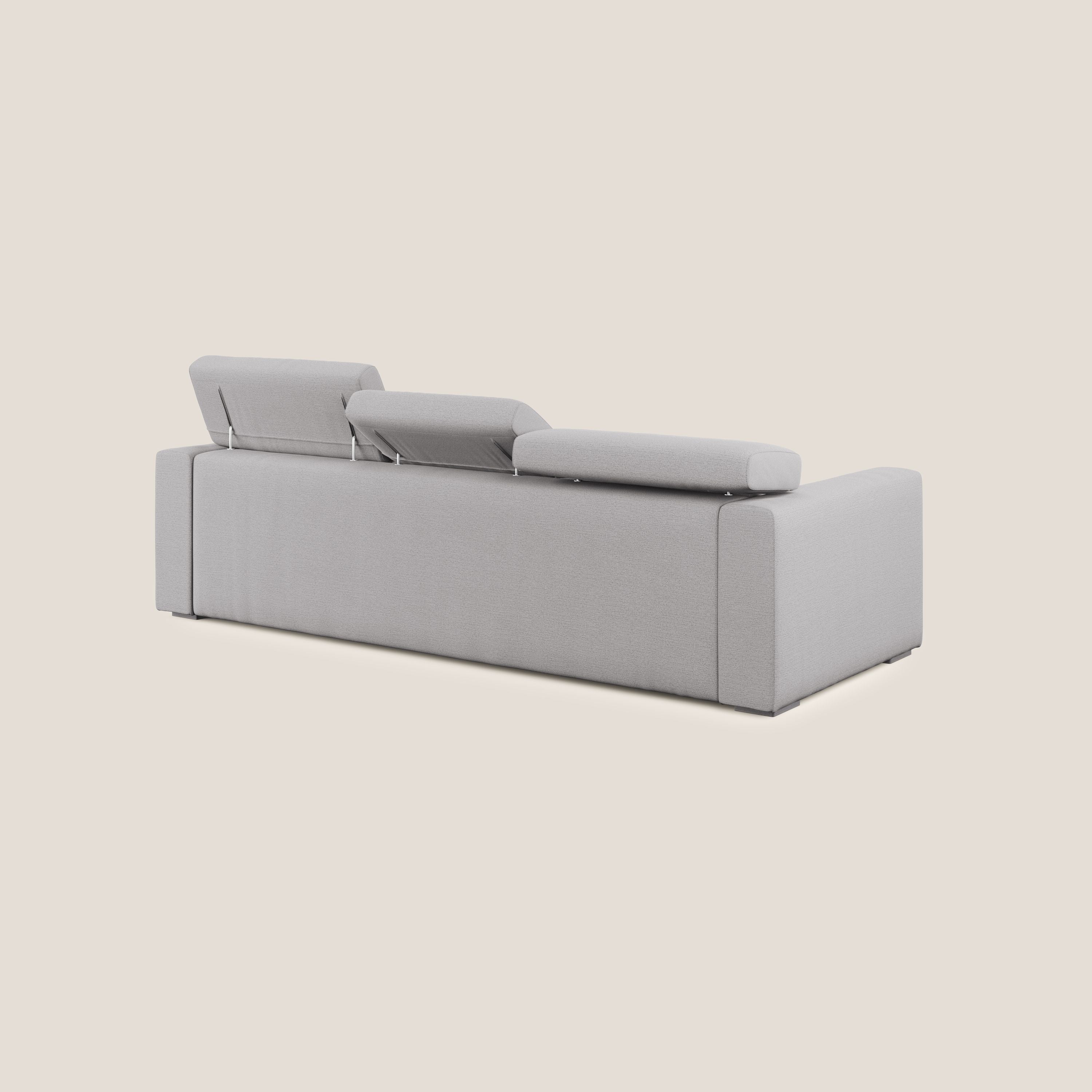 Dylan divano angolare con estraibile a cassettone in tessuto fiammato simil cotone impermeabile T19 grigio - divani.store