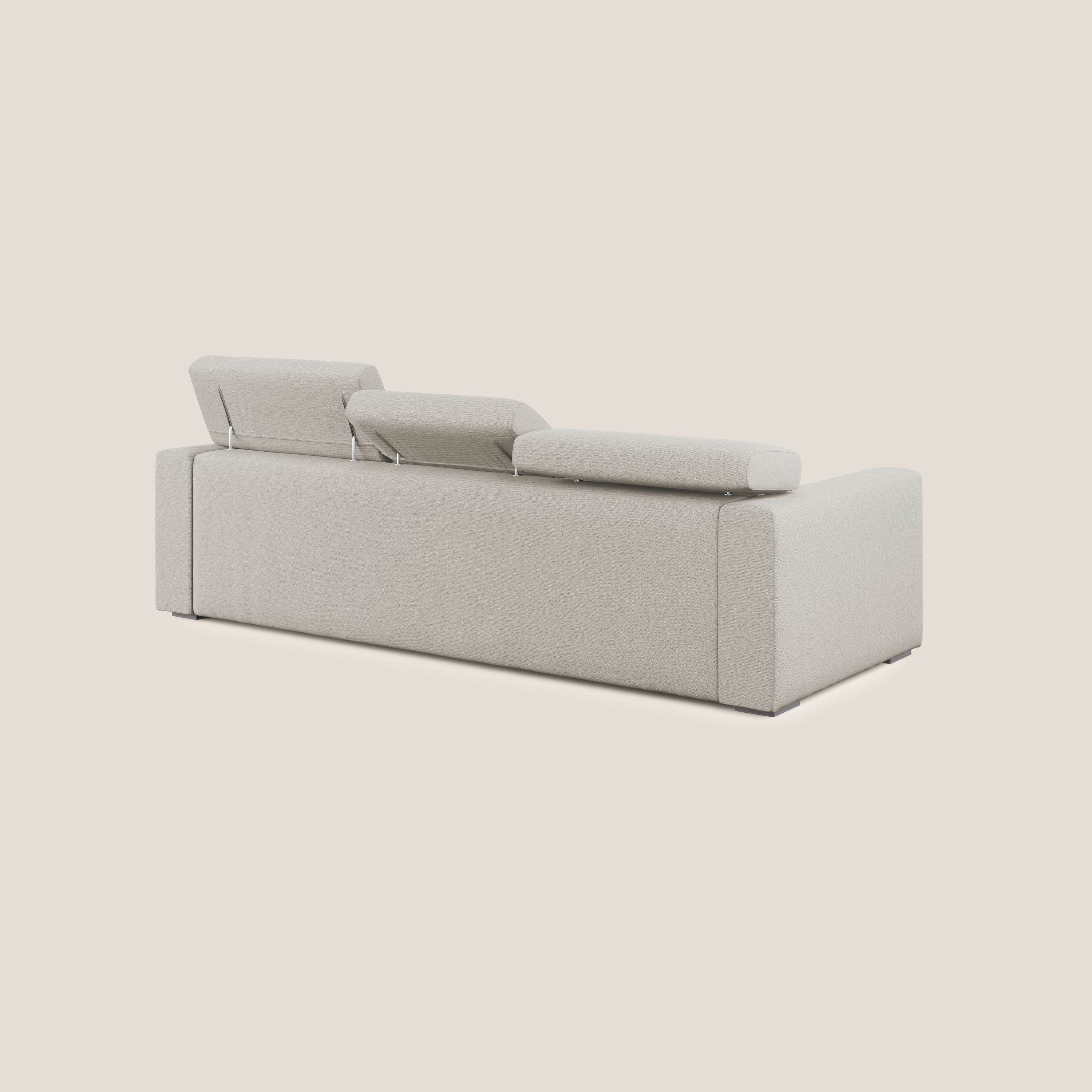 Dylan divano angolare con estraibile a cassettone in tessuto fiammato simil cotone impermeabile T19 panna - divani.store