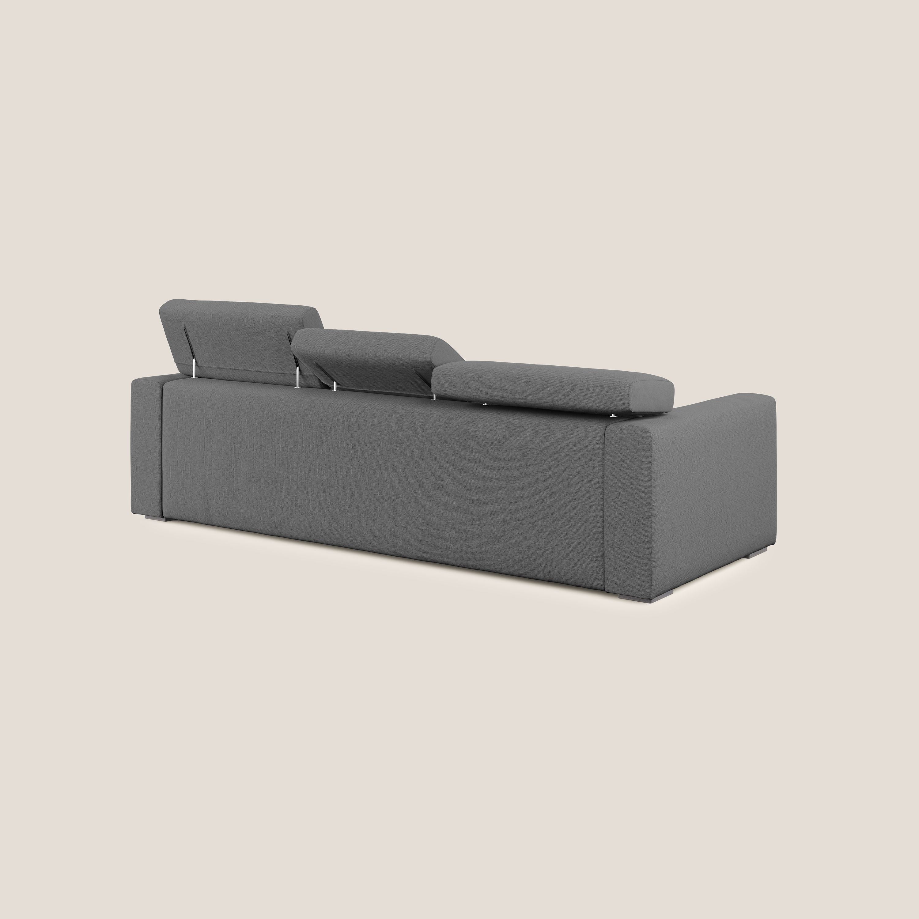 Dylan divano angolare con estraibile a cassettone in tessuto fiammato simil cotone impermeabile T19 antracite - divani.store