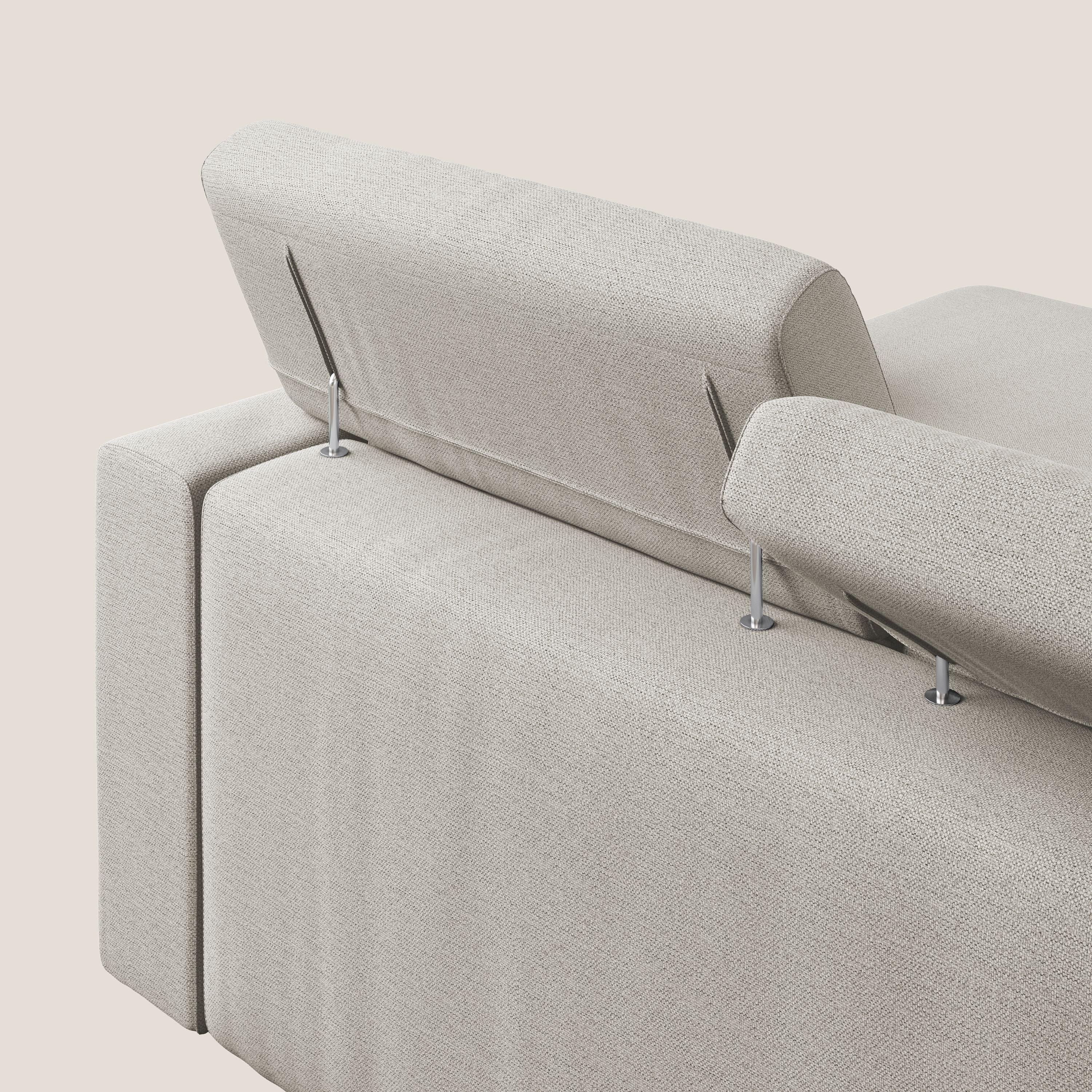 Dylan divano angolare con estraibile a cassettone in tessuto fiammato simil cotone impermeabile T19 panna - divani.store