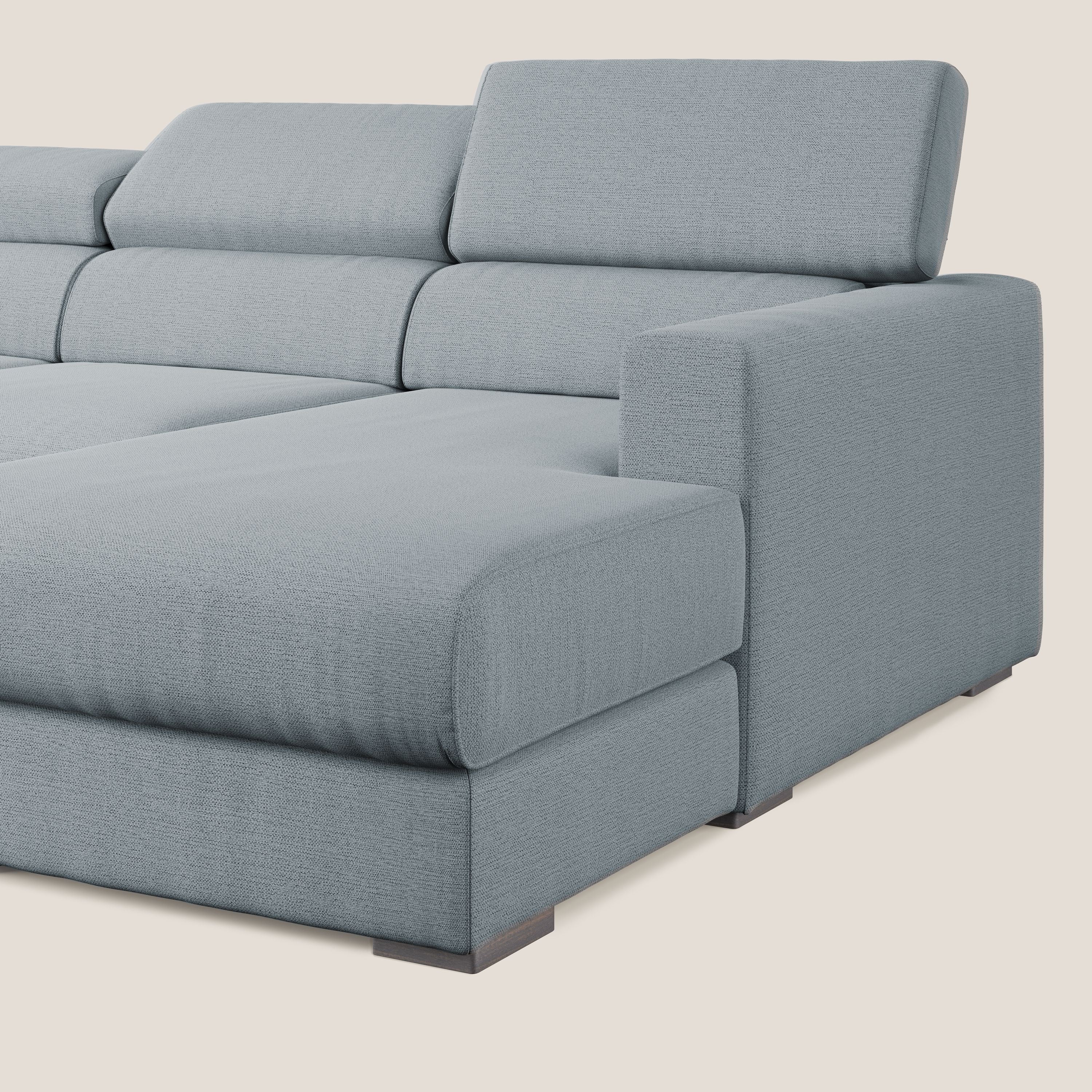 Dylan divano angolare con estraibile a cassettone in tessuto fiammato simil cotone impermeabile T19 carta da zucchero - divani.store