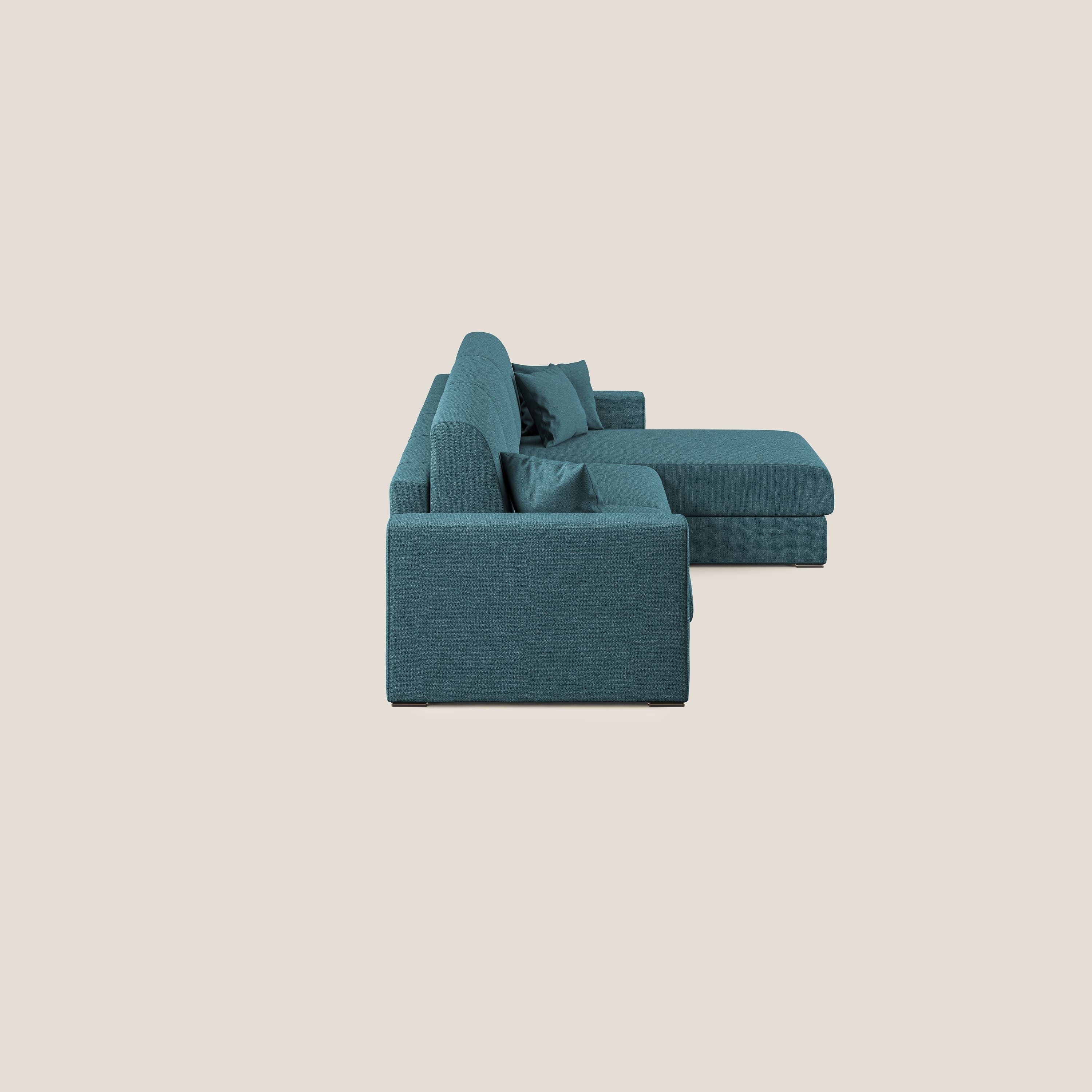 Best Divano letto angolare con penisola in tessuto smacchiabile QuickClean T08 azzurro - divani.store