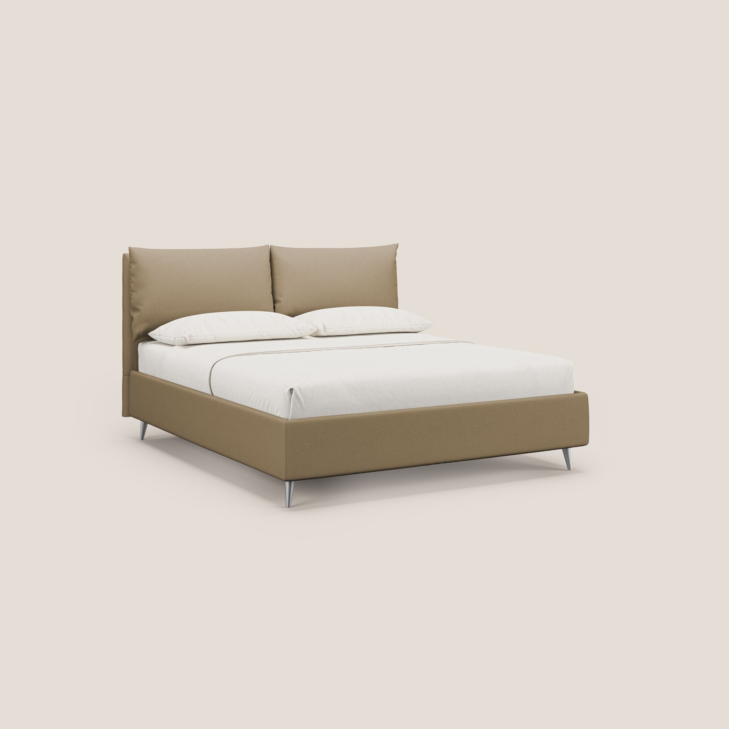 Elsa letto imbottito con vano contenitore in tessuto smacchiabile T05 beige - divani.store