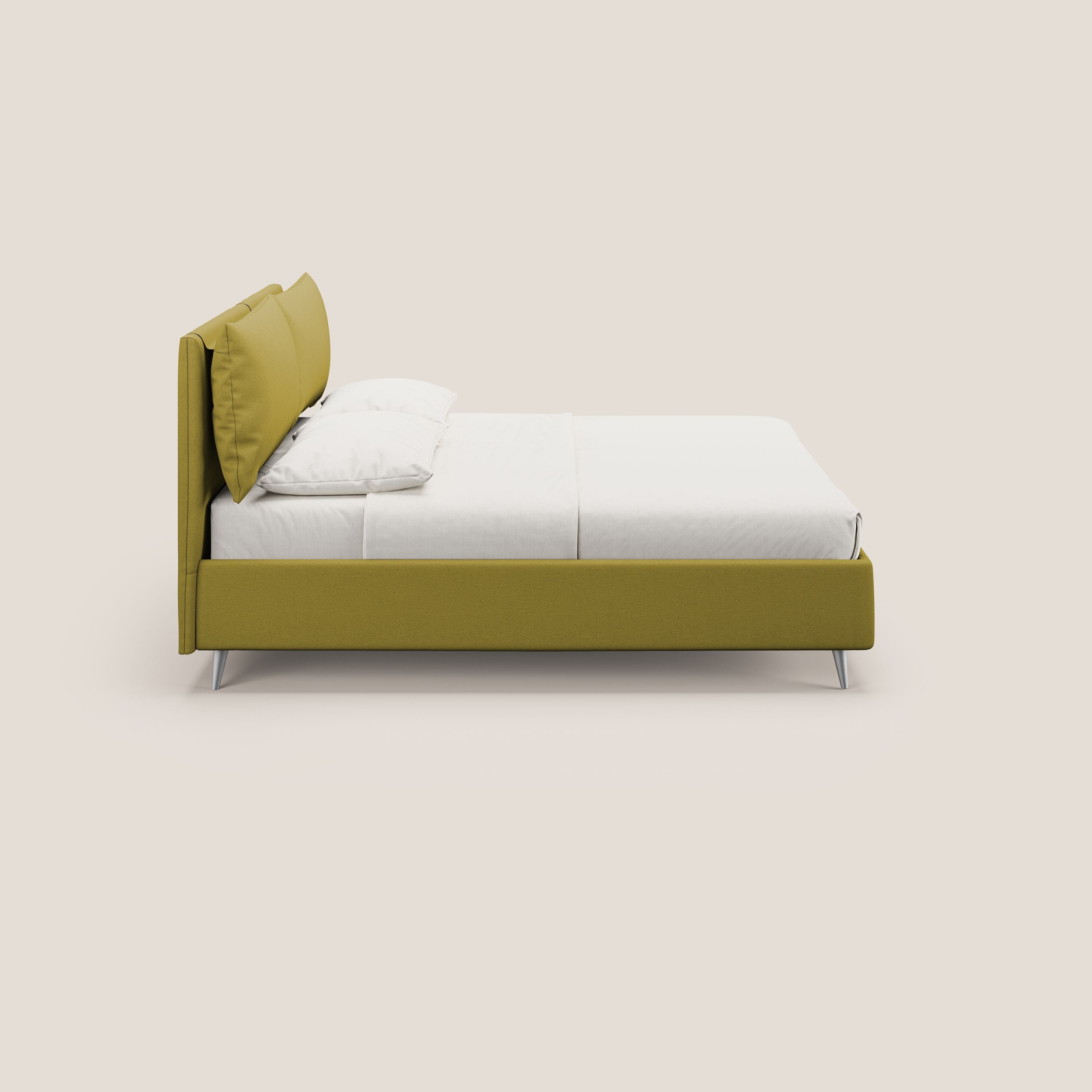 Elsa letto imbottito con vano contenitore in tessuto smacchiabile T05 giallo - divani.store