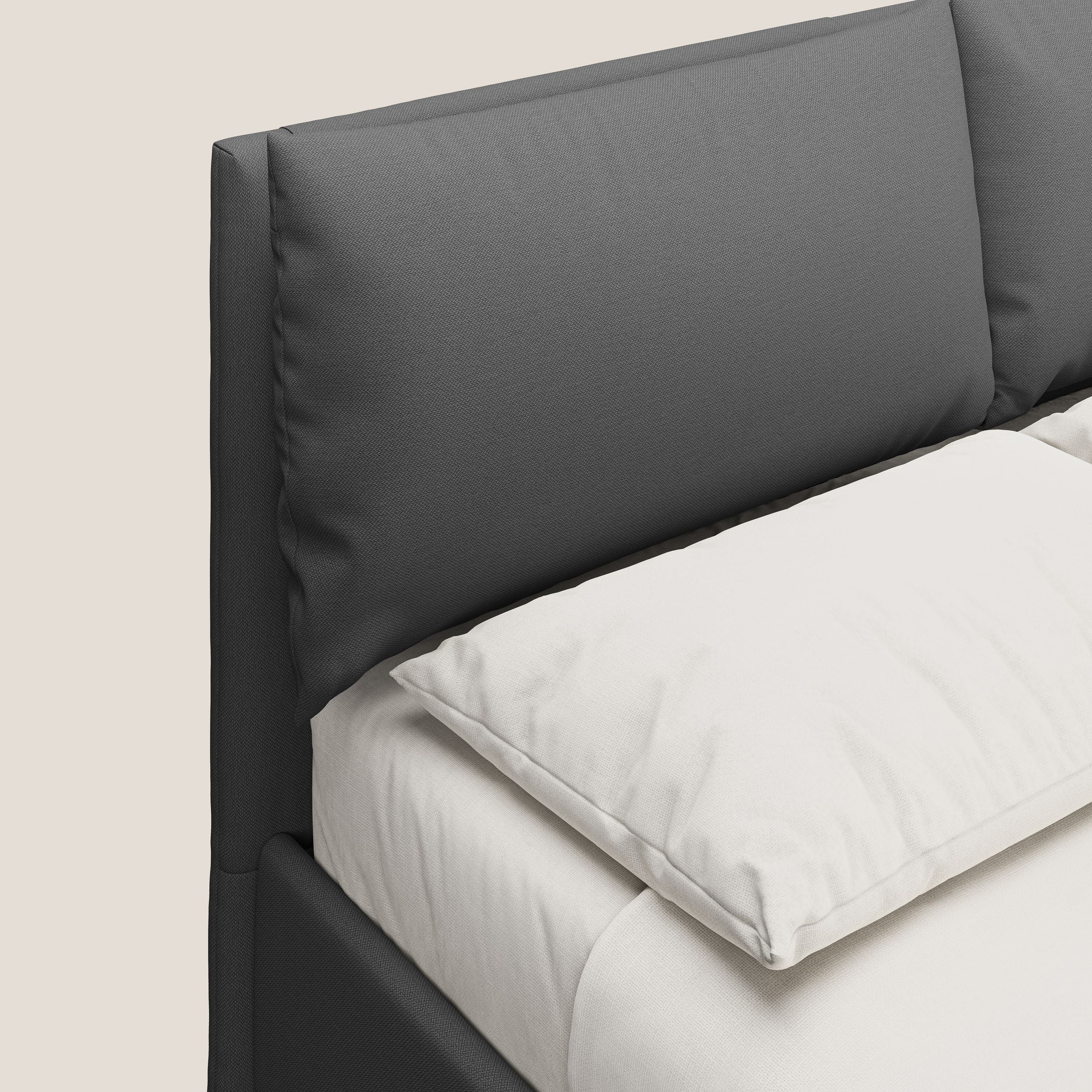 Elsa letto imbottito con vano contenitore in tessuto smacchiabile T05 antracite - divani.store