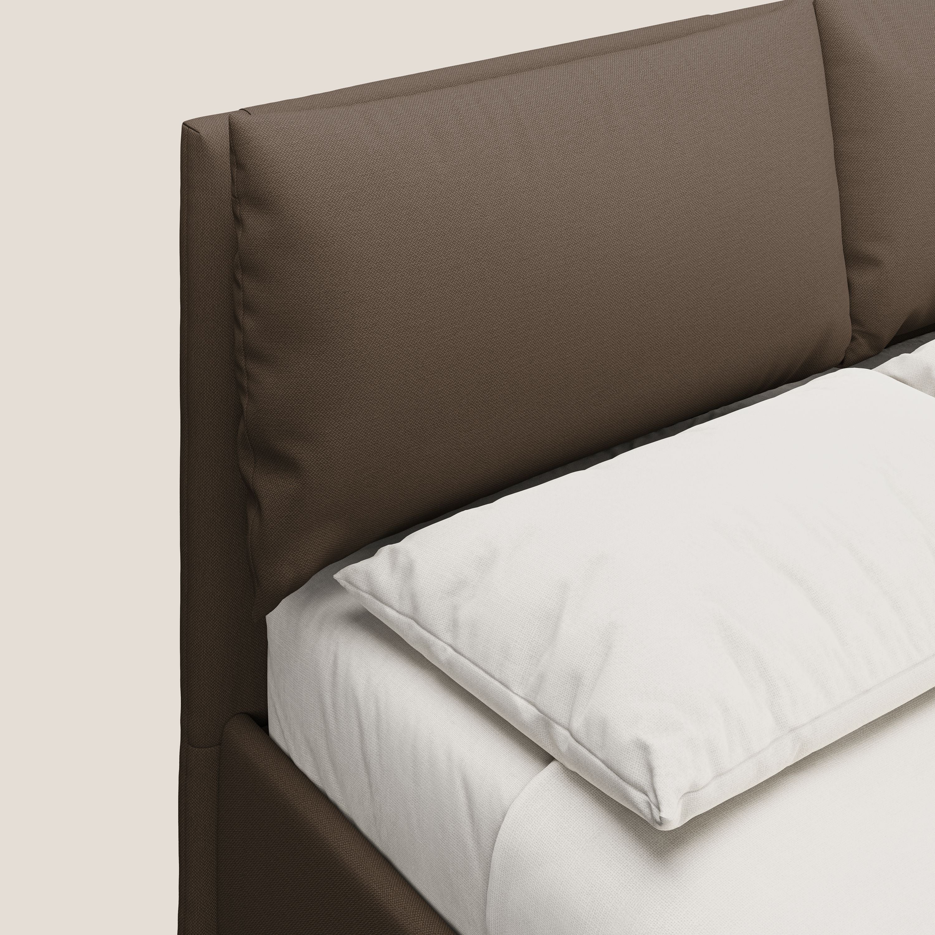 Elsa letto imbottito con vano contenitore in tessuto smacchiabile T05 marrone - divani.store