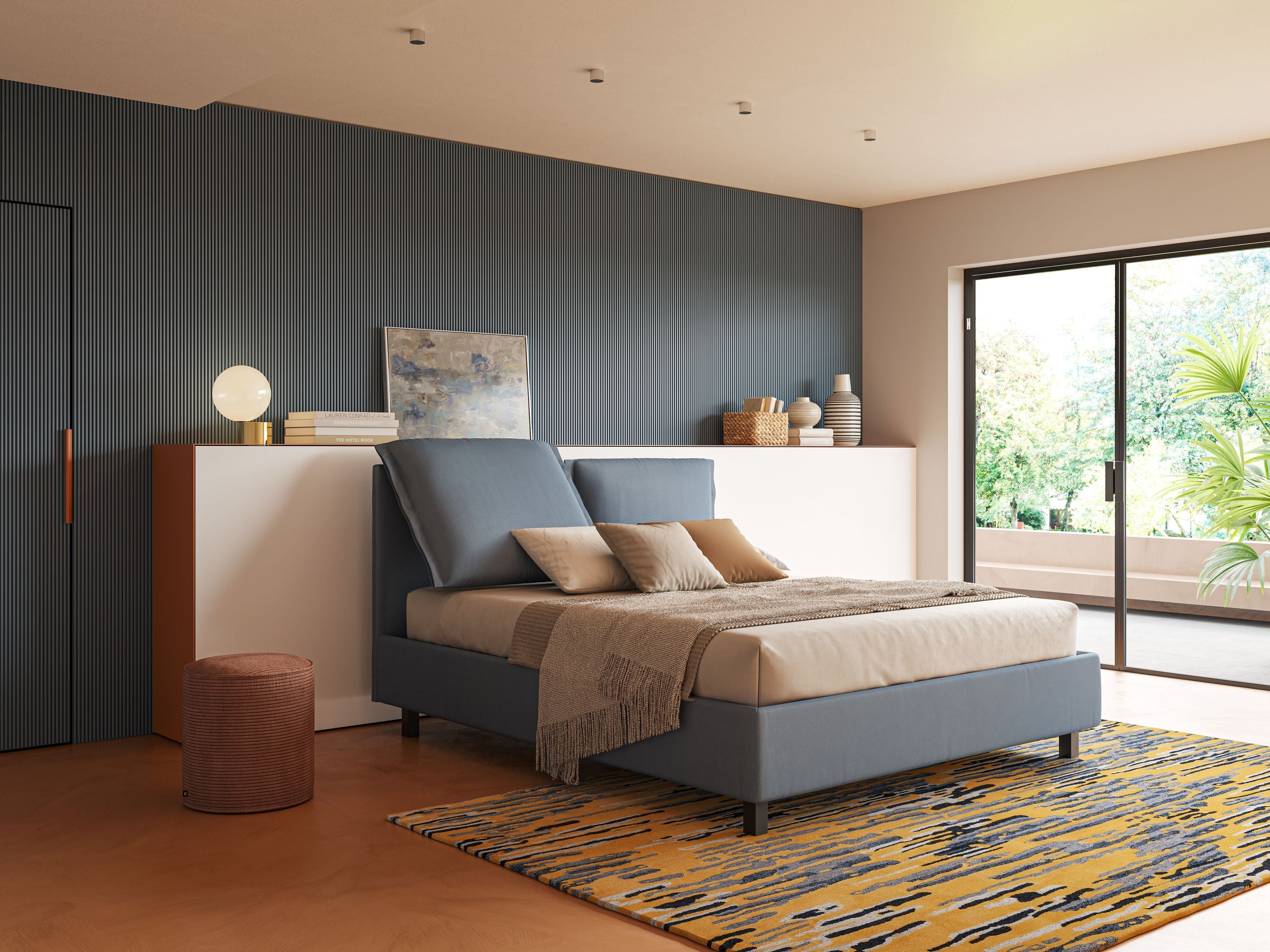 Emma letto contenitore con cuscini mobili in microfibra smacchiabile T11 carta da zucchero - divani.store