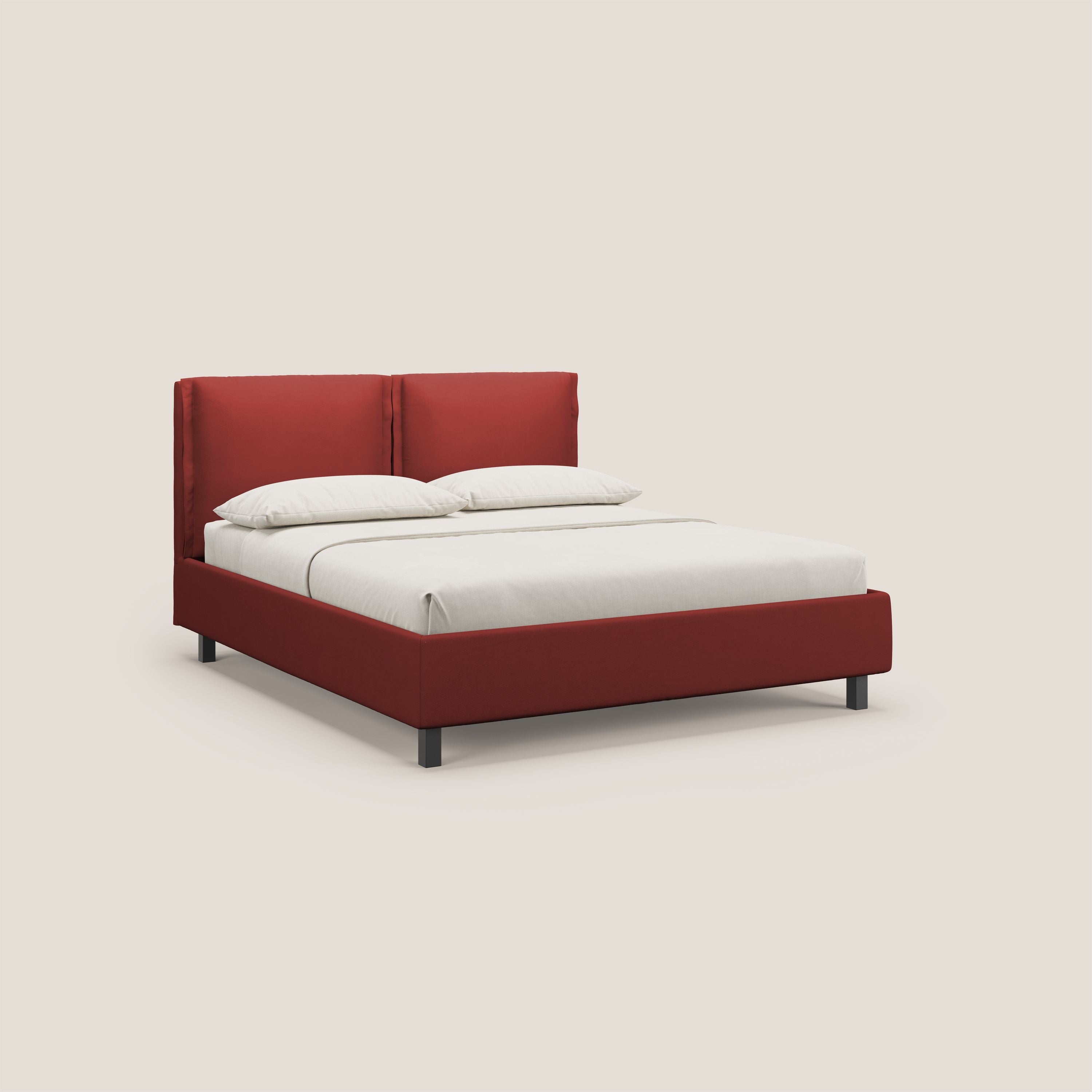 Emma letto contenitore con cuscini mobili in microfibra smacchiabile T11 rosso - divani.store