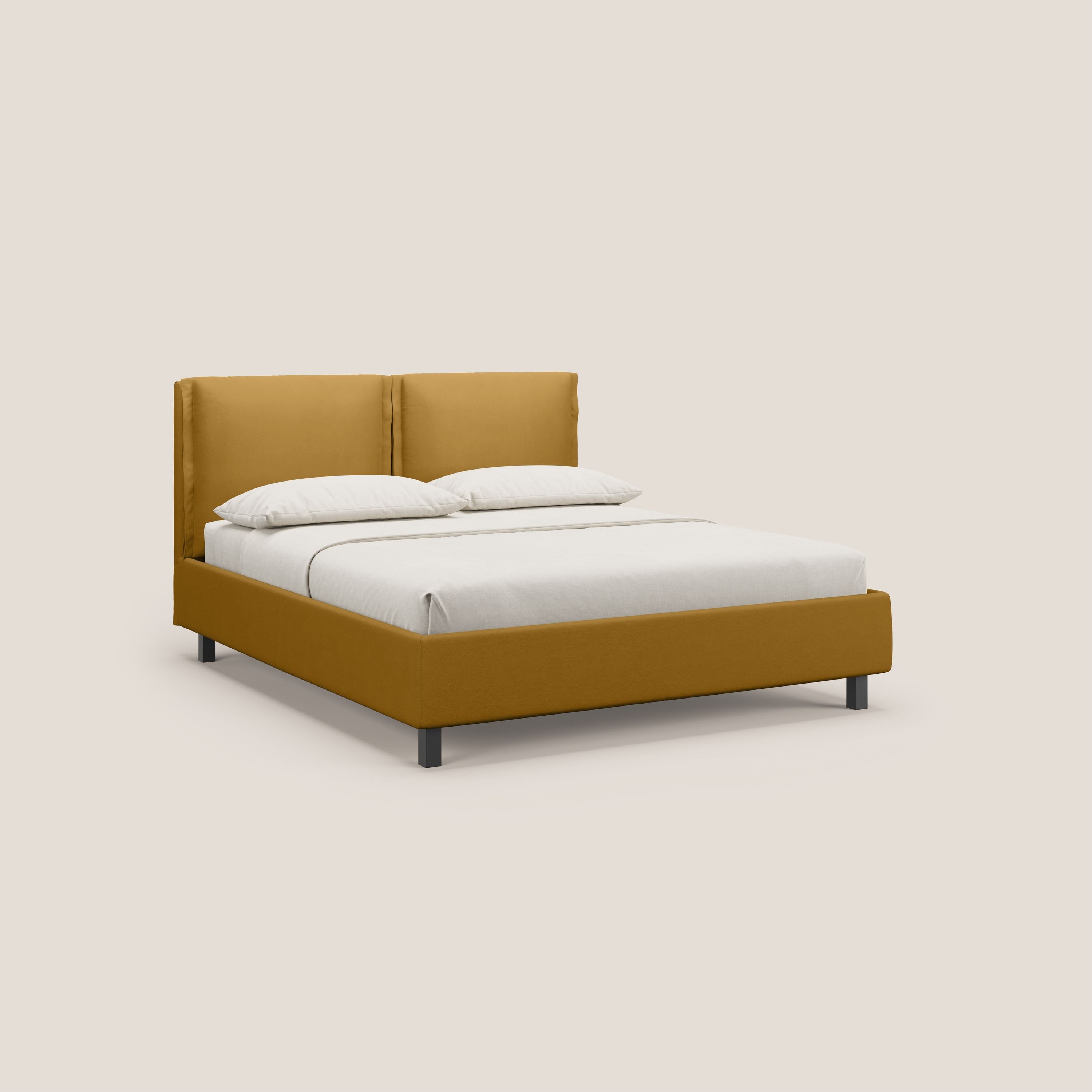 Emma letto contenitore con cuscini mobili in microfibra smacchiabile T11 giallo - divani.store