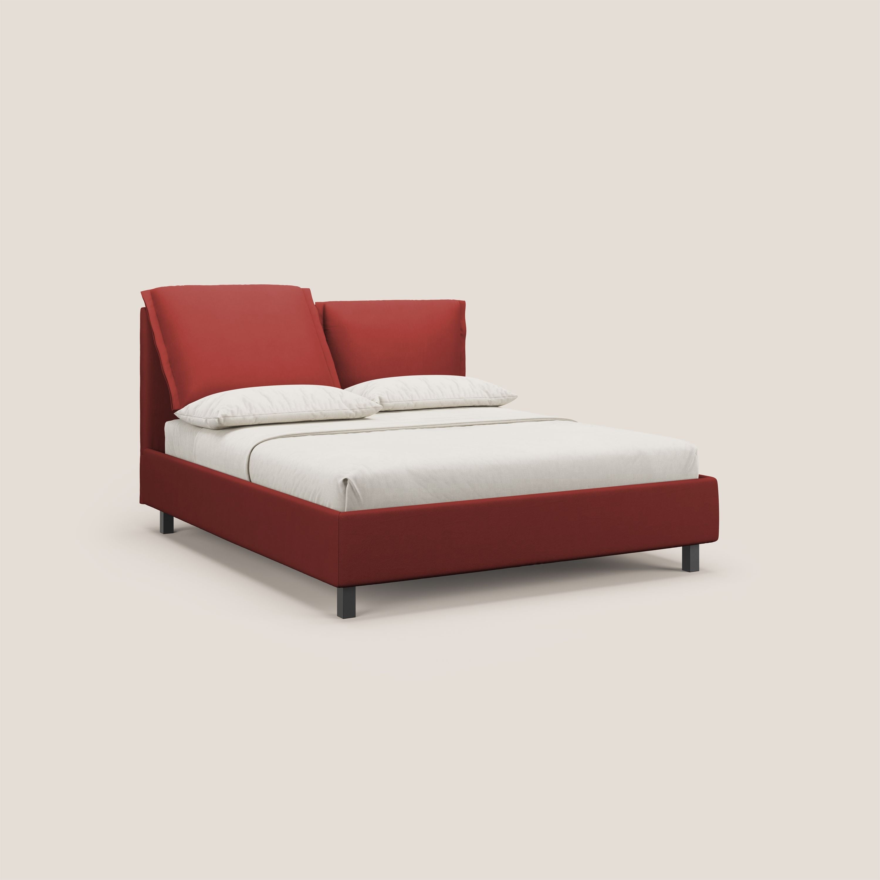 Emma letto contenitore con cuscini mobili in microfibra smacchiabile T11 rosso - divani.store