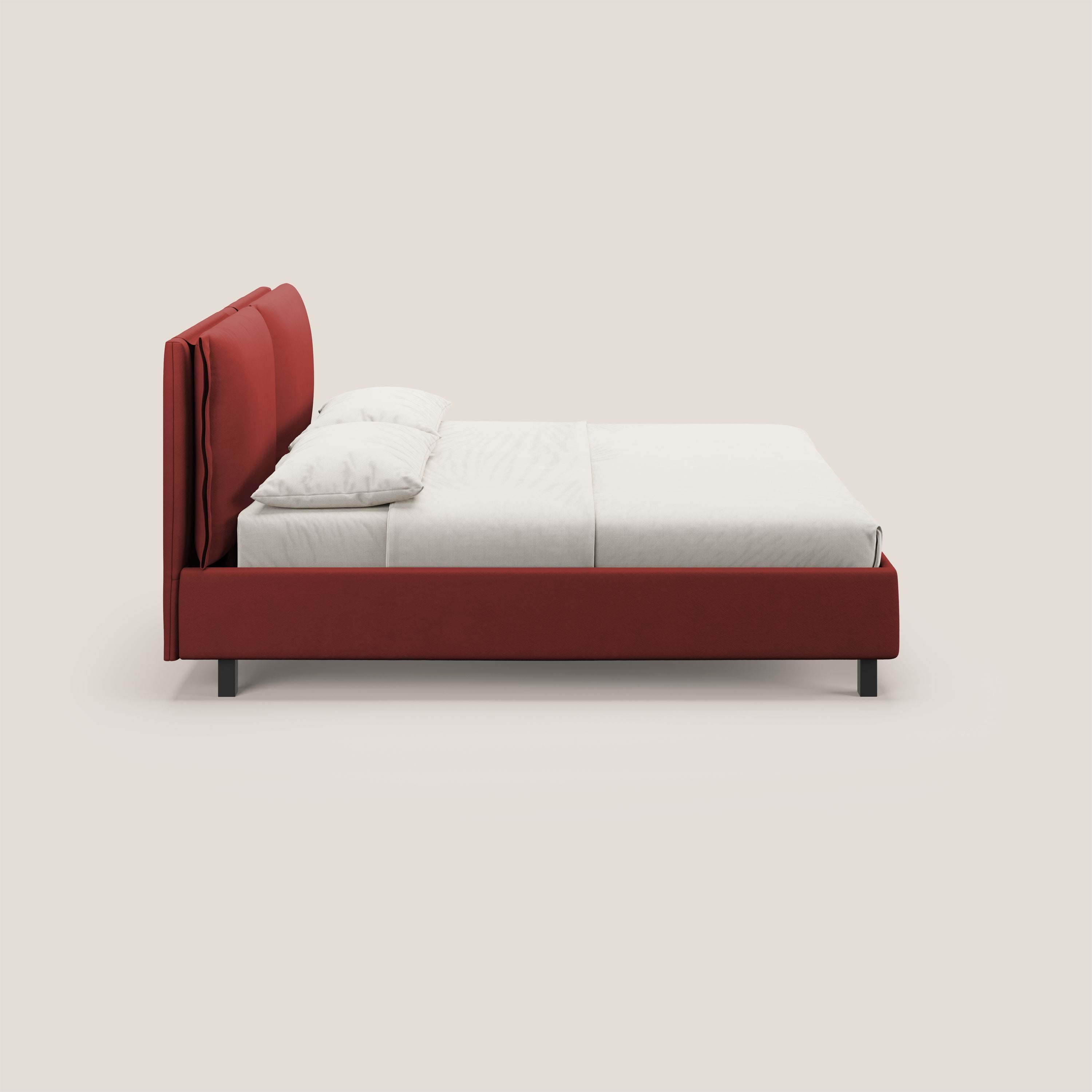Emma letto contenitore con cuscini mobili in microfibra smacchiabile T11 rosso - divani.store