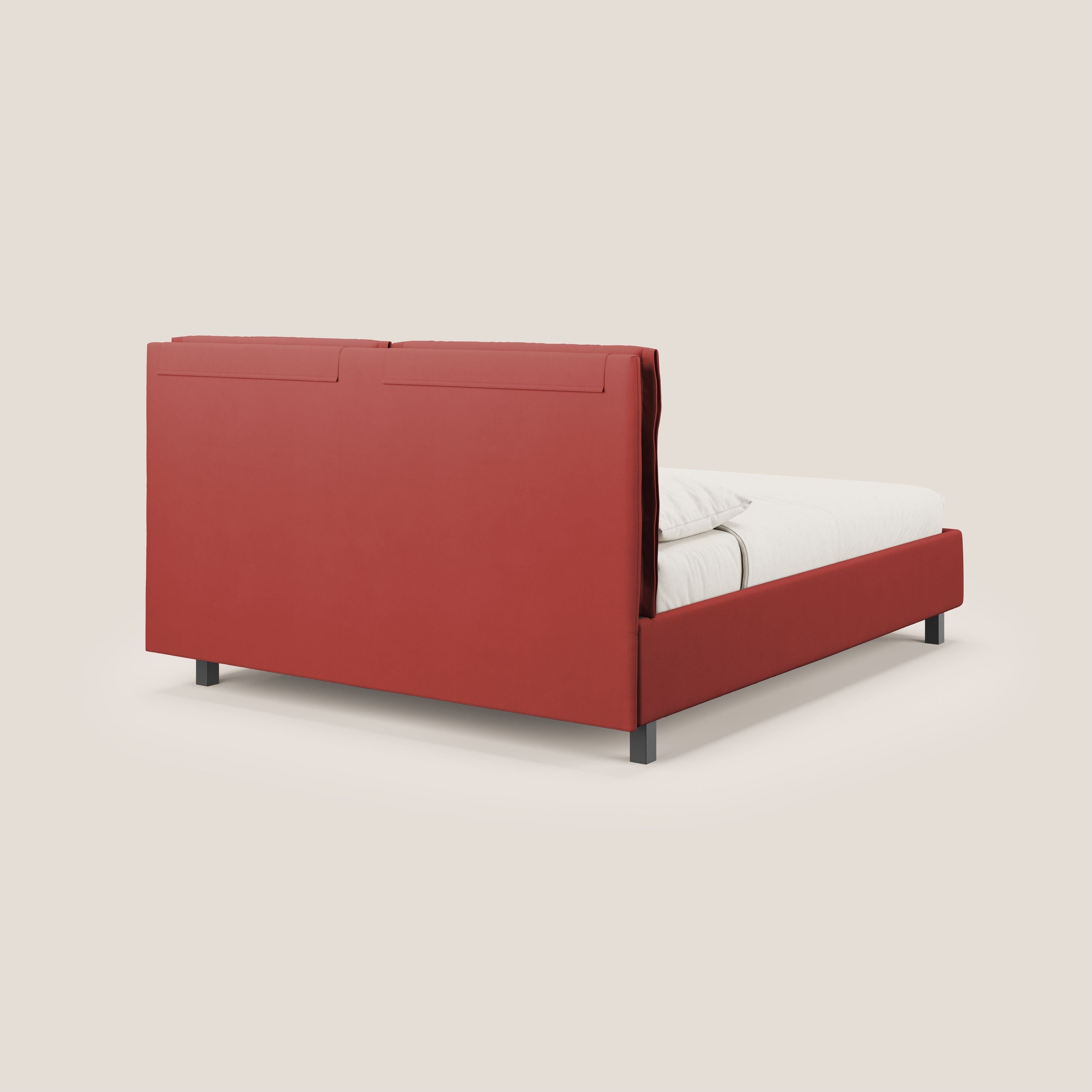 Emma letto contenitore con cuscini mobili in microfibra smacchiabile T11 rosso - divani.store