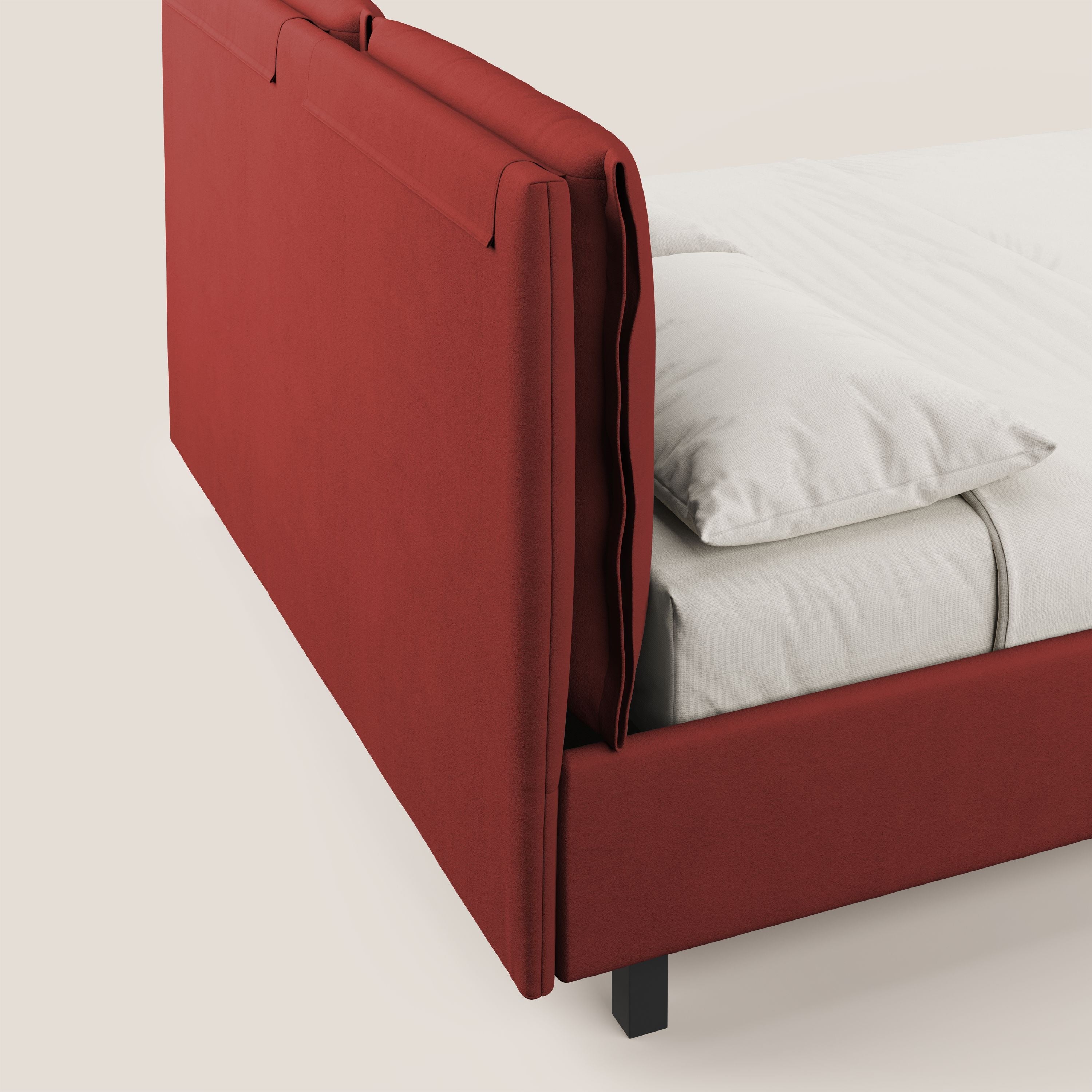 Emma letto contenitore con cuscini mobili in microfibra smacchiabile T11 rosso - divani.store