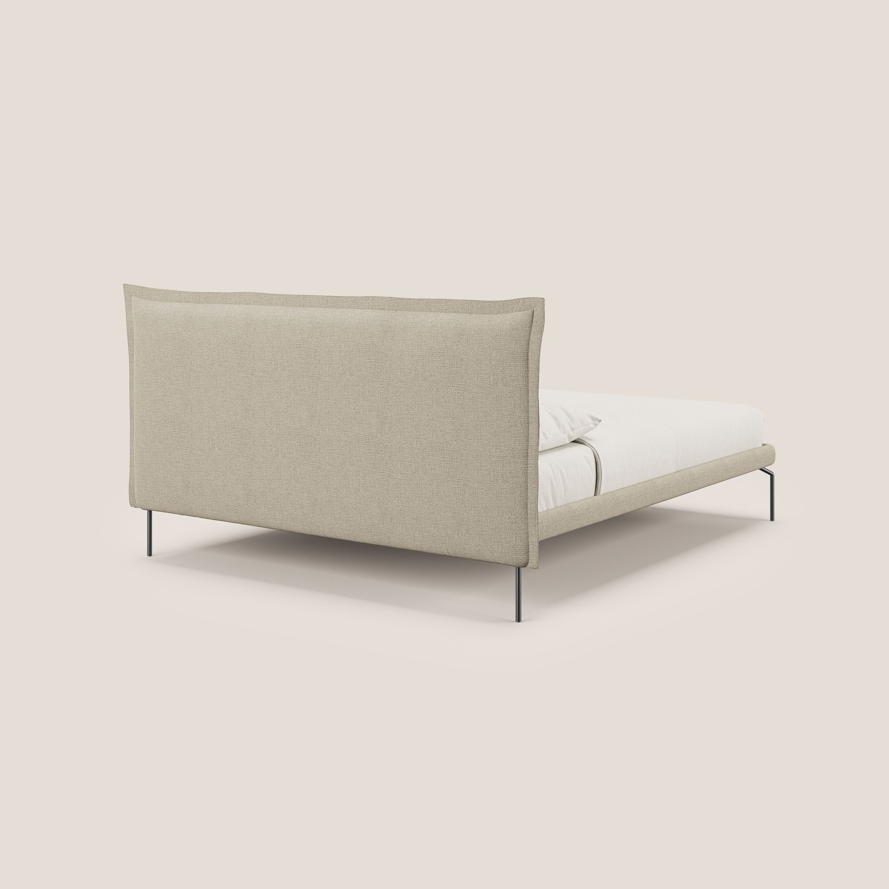 Eric letto imbottito design minimal in morbido tessuto impermeabile T14 beige - divani.store