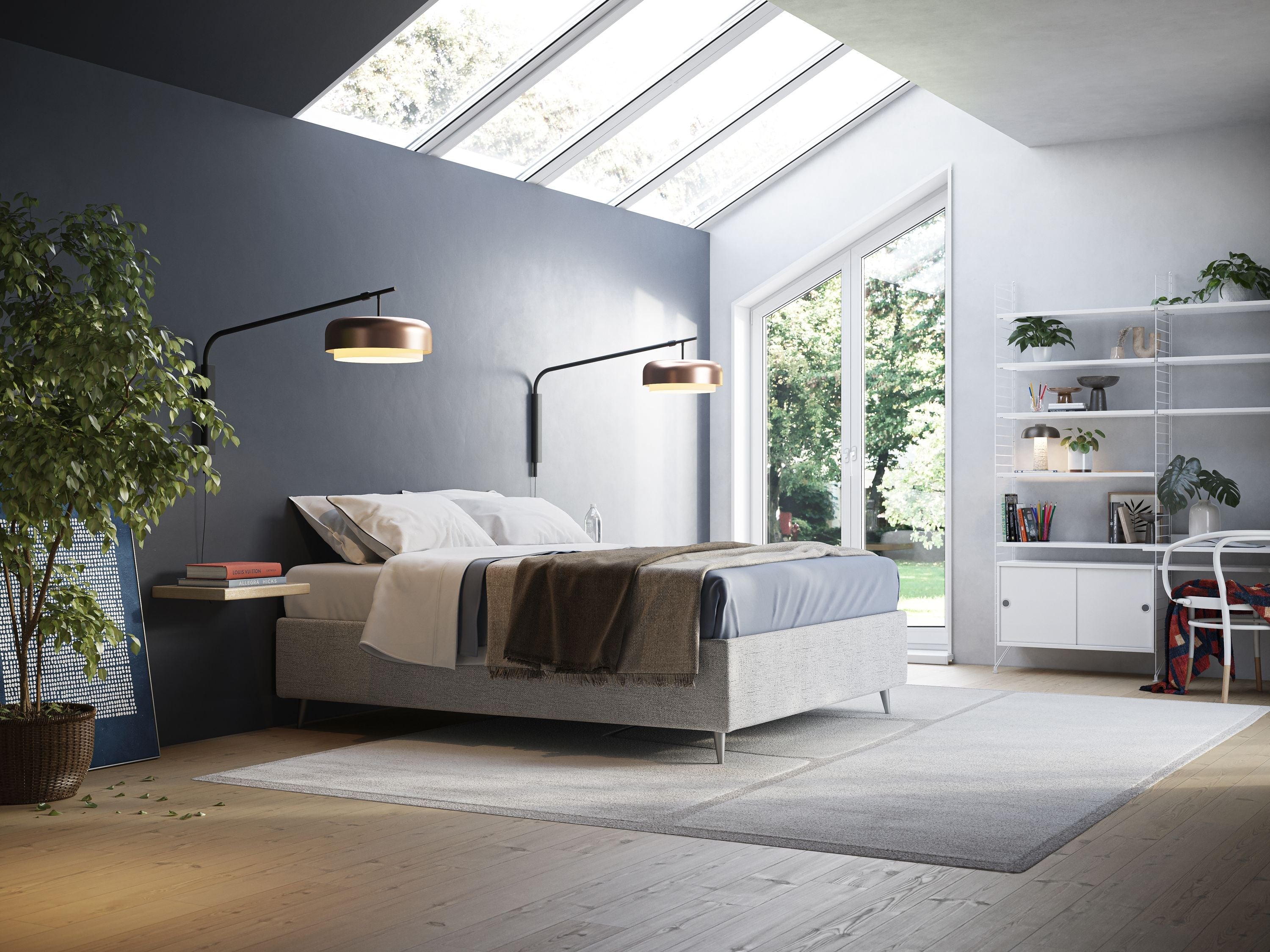 Febe sommier compatto con grande capienza del contenitore in tessuto impermeabile T03 grigio chiaro - divani.store