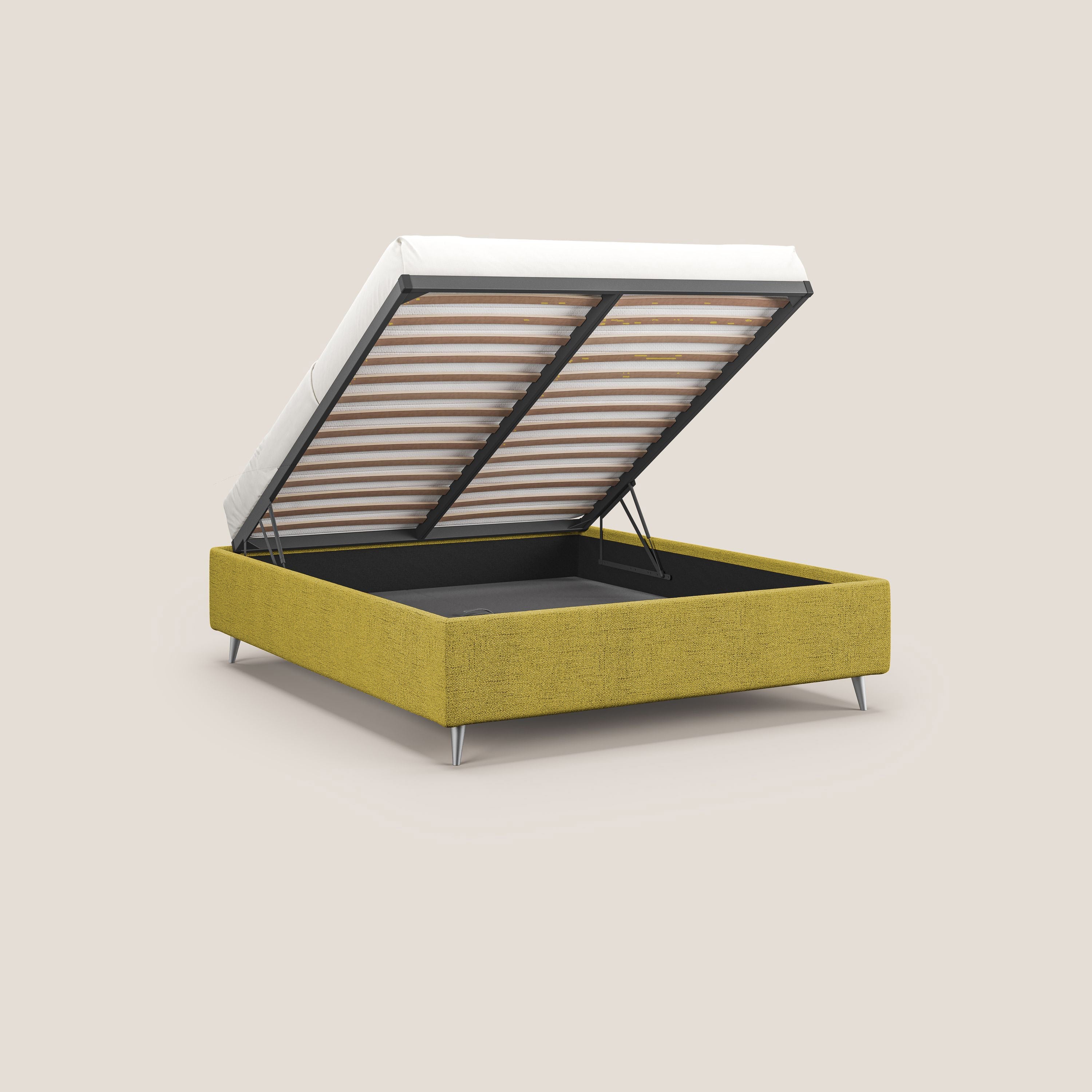 Febe sommier compatto con grande capienza del contenitore in tessuto impermeabile T03 giallo - divani.store