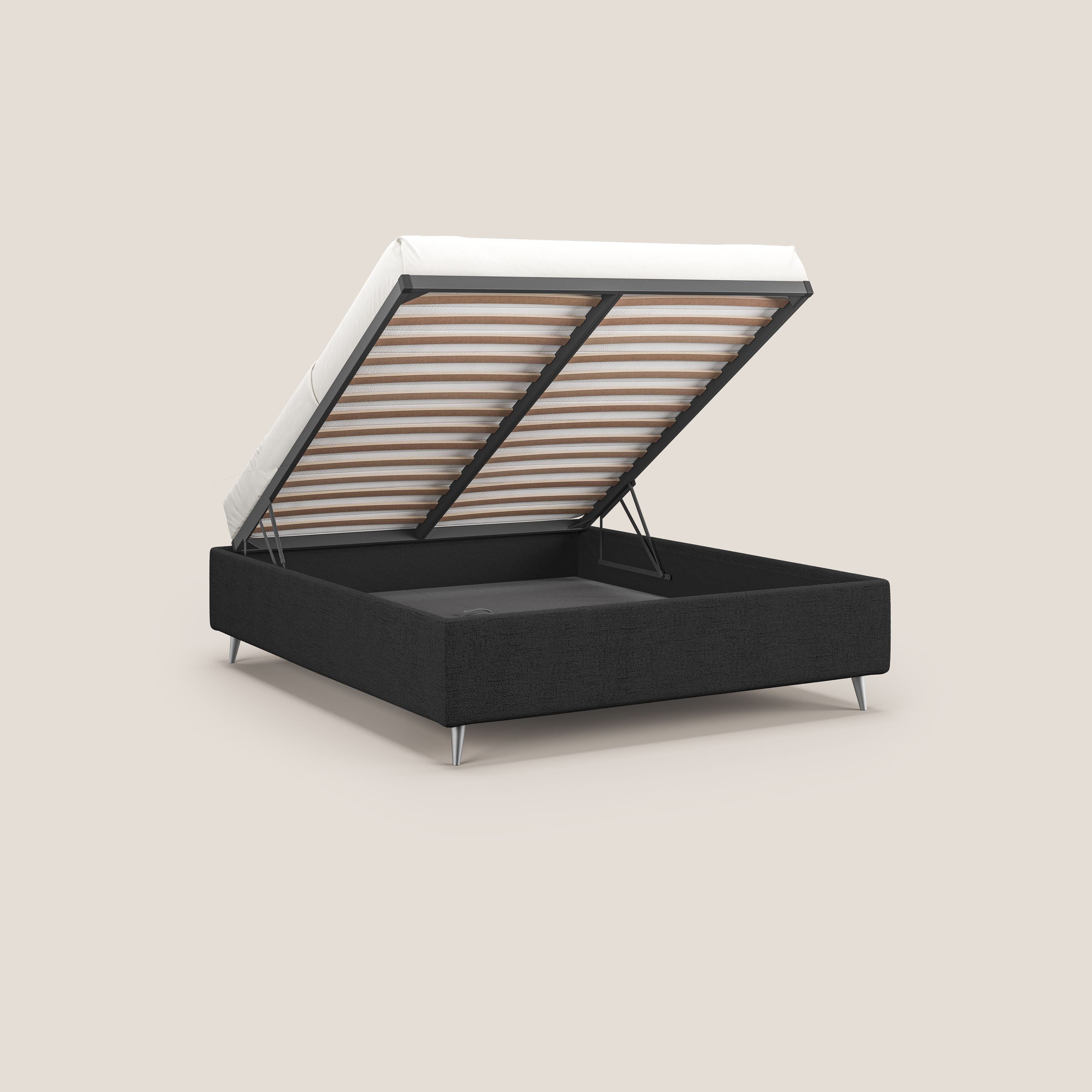 Febe sommier compatto con grande capienza del contenitore in tessuto impermeabile T03 antracite - divani.store