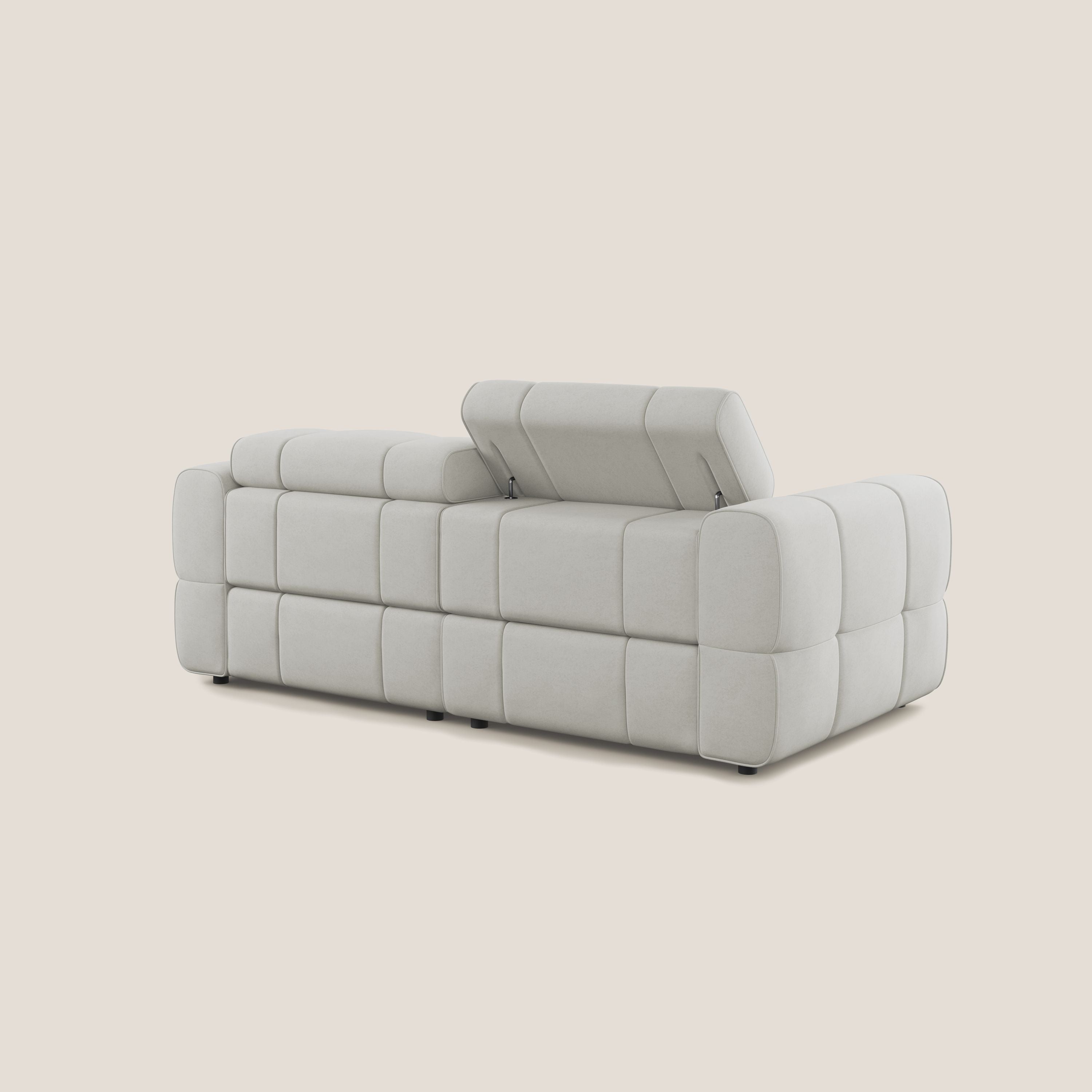 Giotto Divano modulare con opzione relax elettrico in microfibra effetto velluto impermeabile T09 panna - divani.store