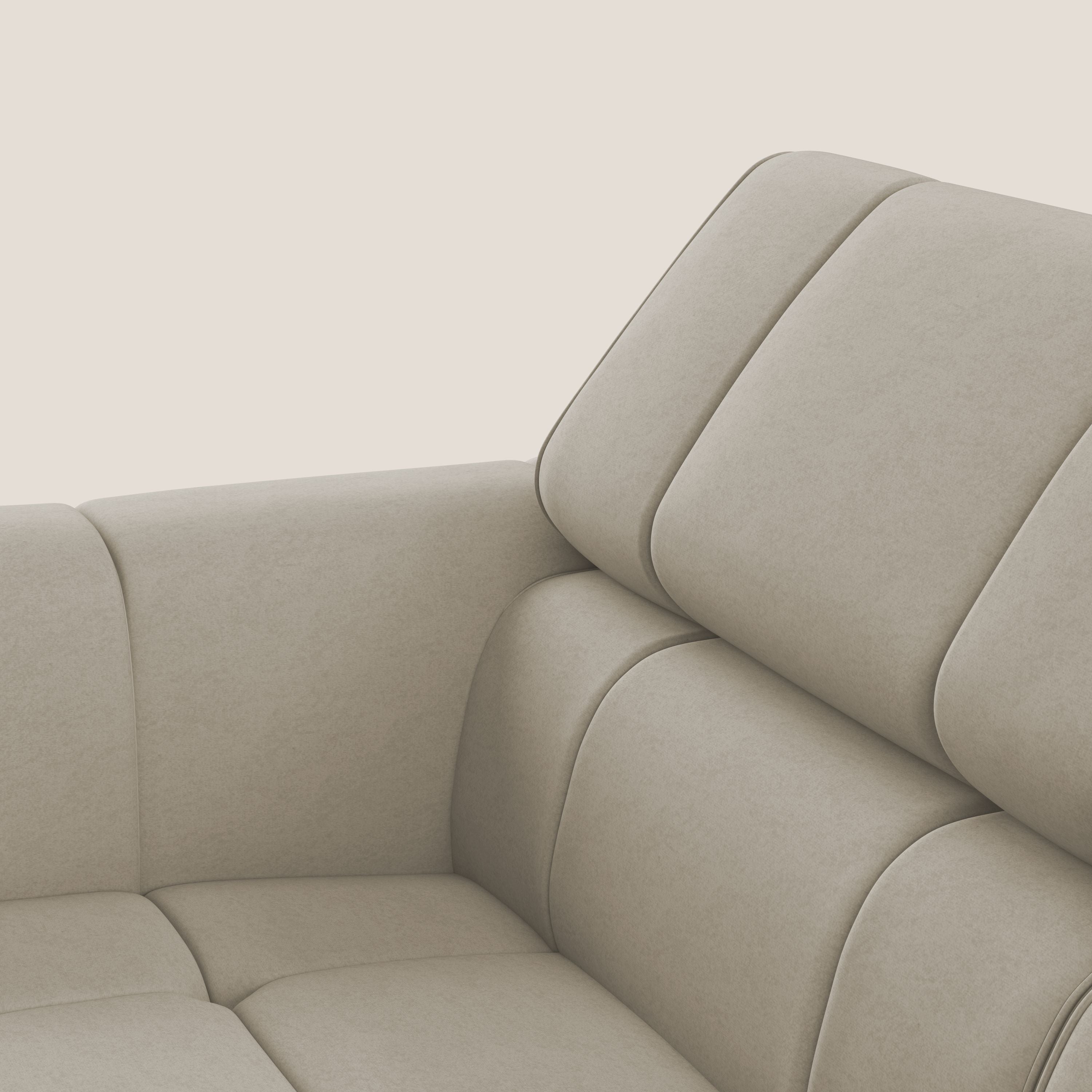 Giotto Divano con terminale e opzione relax elettrico in microfibra effetto velluto impermeabile T09 - divani.store