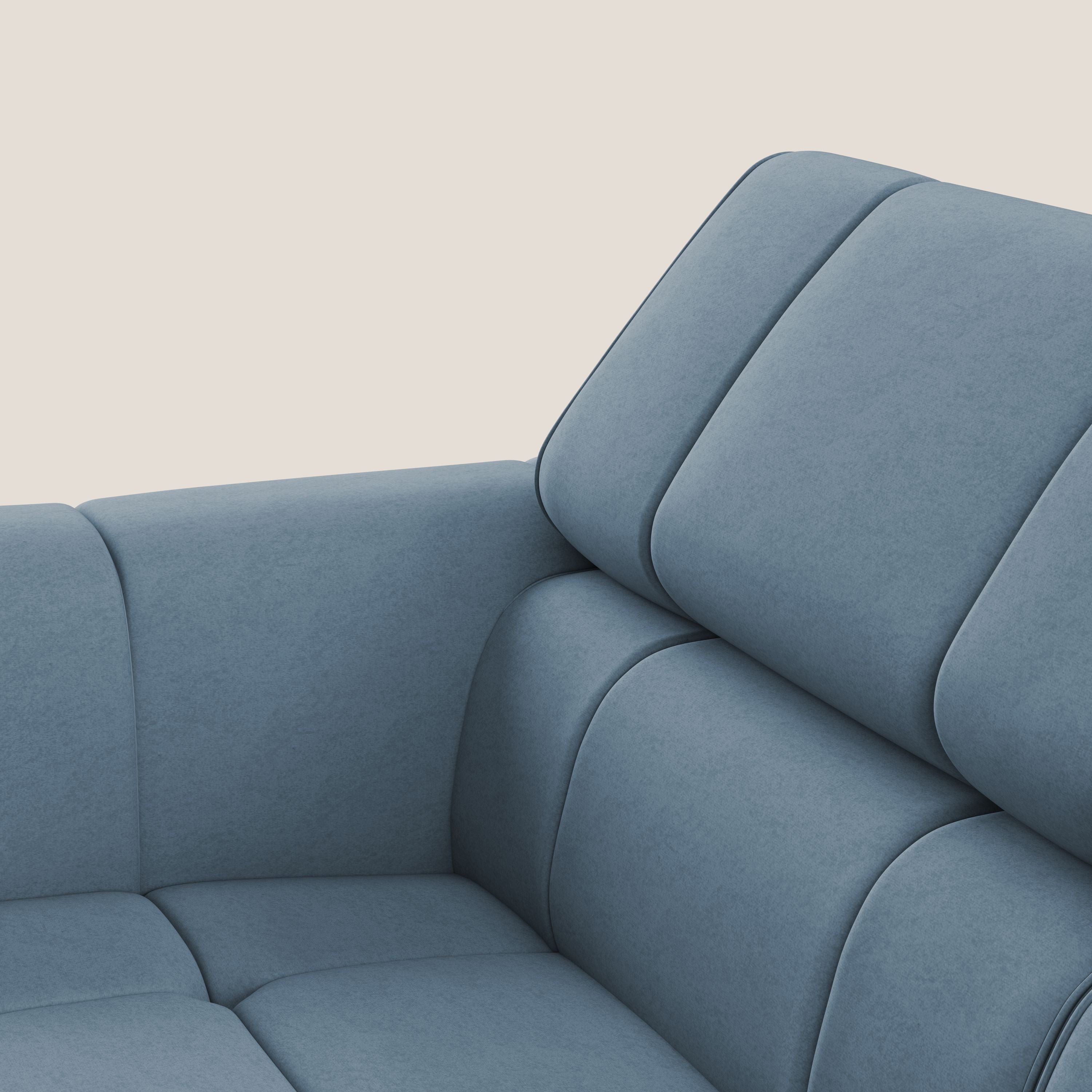 Giotto Divano modulare a 3 sedute con opzione relax elettrico in microfibra effetto velluto impermeabile T09 carta da zucchero - divani.store