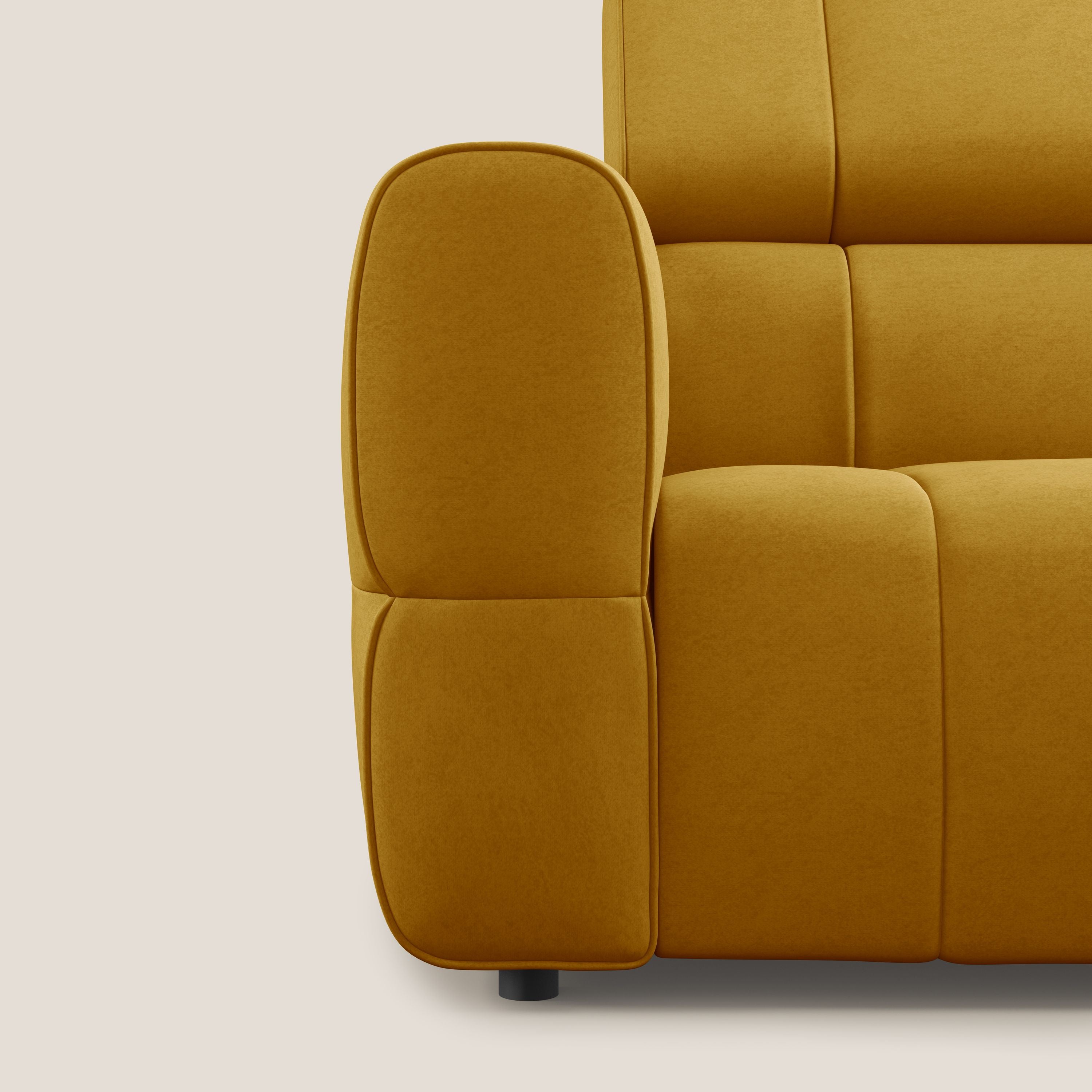 Giotto Divano con terminale e opzione relax elettrico in microfibra effetto velluto impermeabile T09 - divani.store