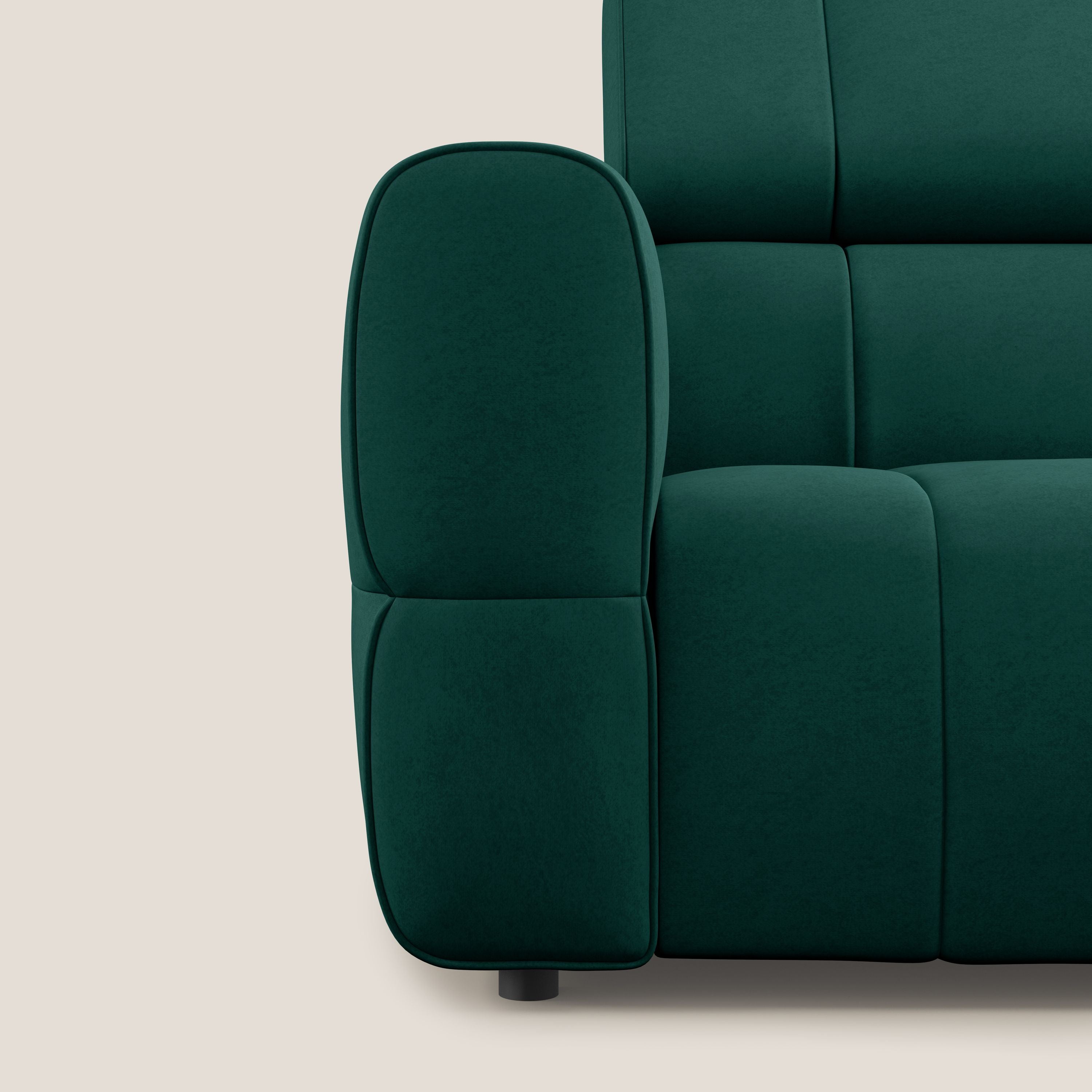 Giotto Divano con terminale e opzione relax elettrico in microfibra effetto velluto impermeabile T09 - divani.store