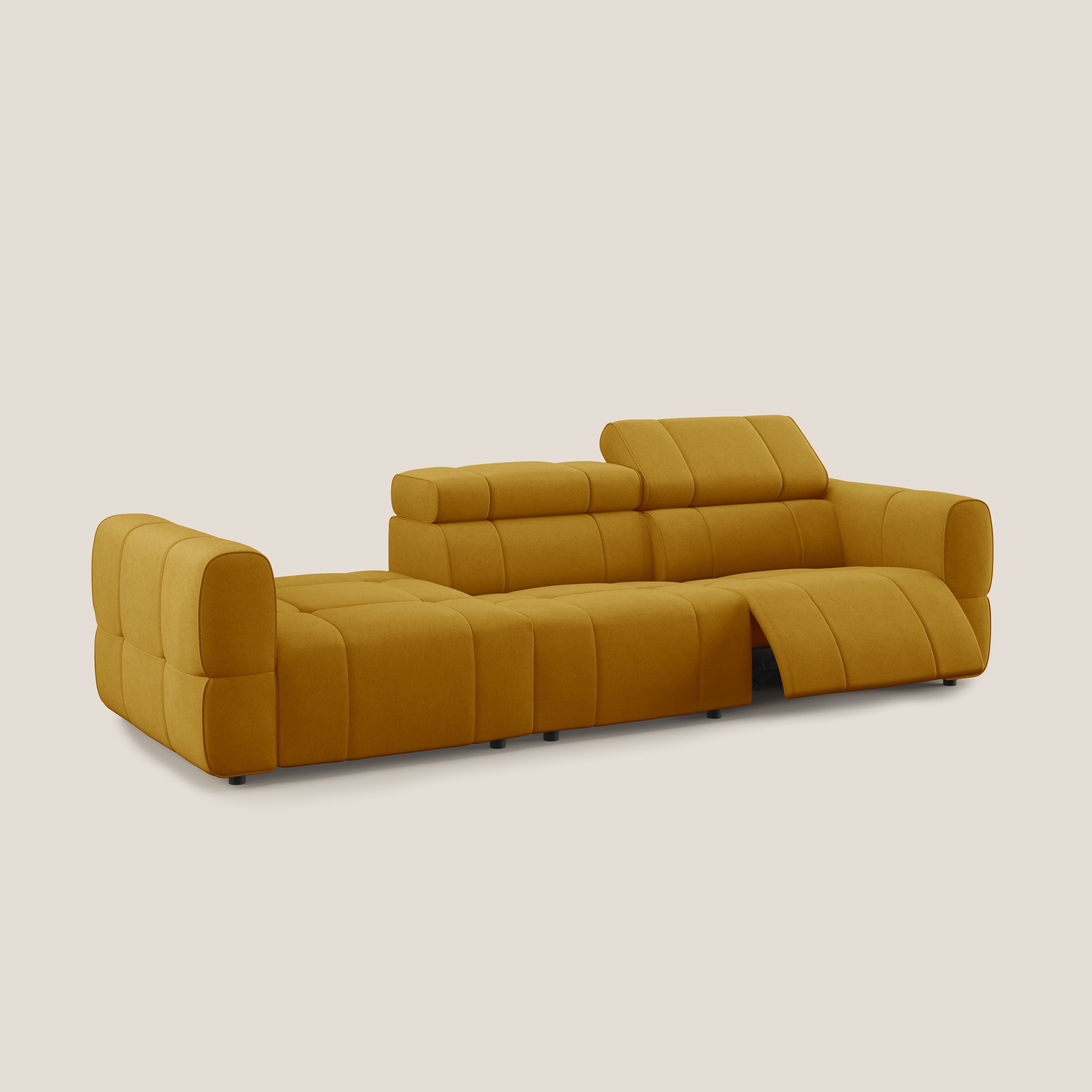 Giotto Divano con terminale e opzione relax elettrico in microfibra effetto velluto impermeabile T09 - divani.store