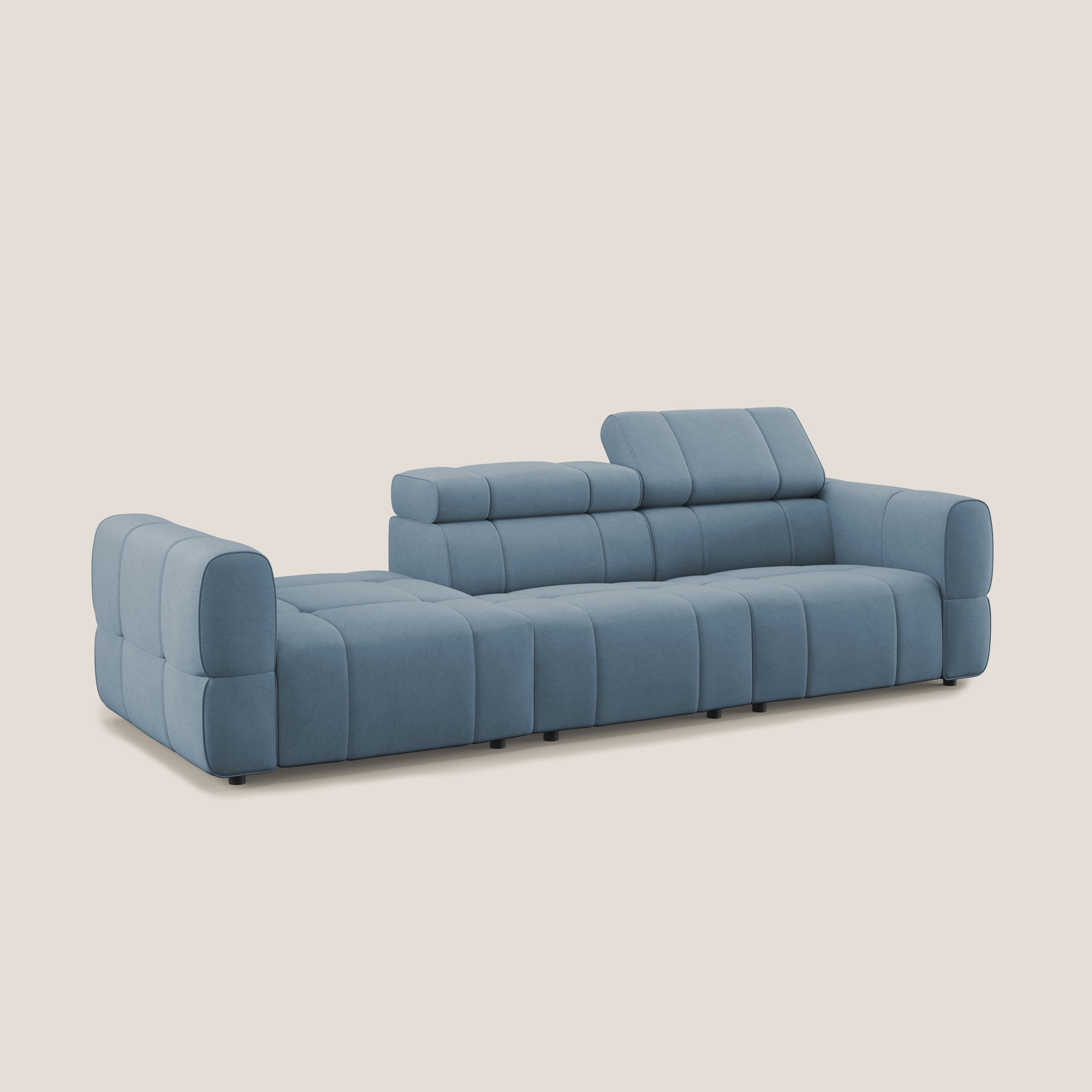 Giotto Divano con terminale e opzione relax elettrico in microfibra effetto velluto impermeabile T09 - divani.store