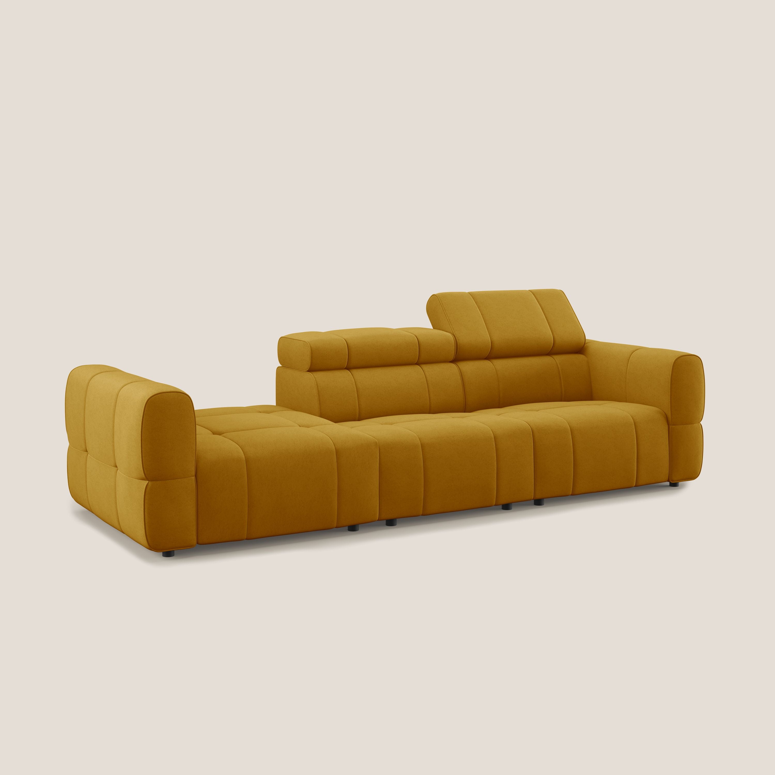 Giotto Divano con terminale e opzione relax elettrico in microfibra effetto velluto impermeabile T09 - divani.store