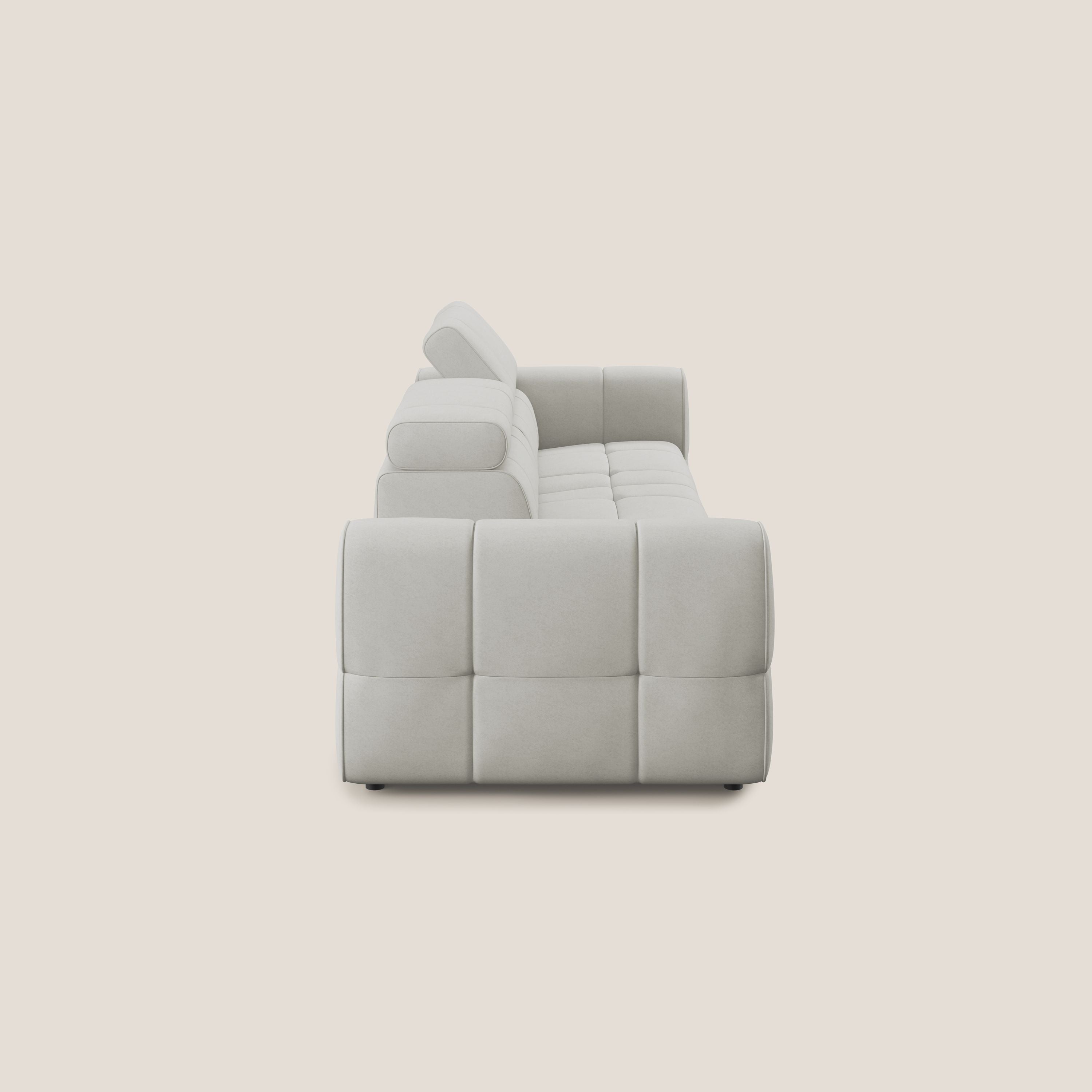 Giotto Divano con terminale e opzione relax elettrico in microfibra effetto velluto impermeabile T09 - divani.store