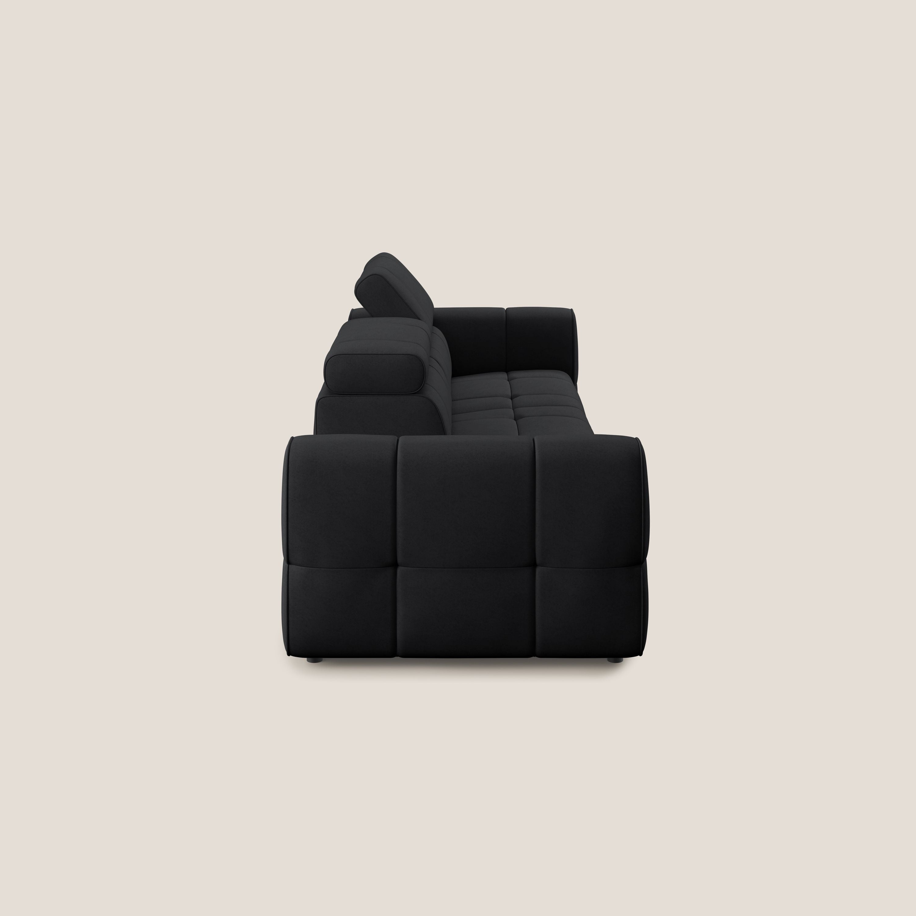 Giotto Divano con terminale e opzione relax elettrico in microfibra effetto velluto impermeabile T09 - divani.store