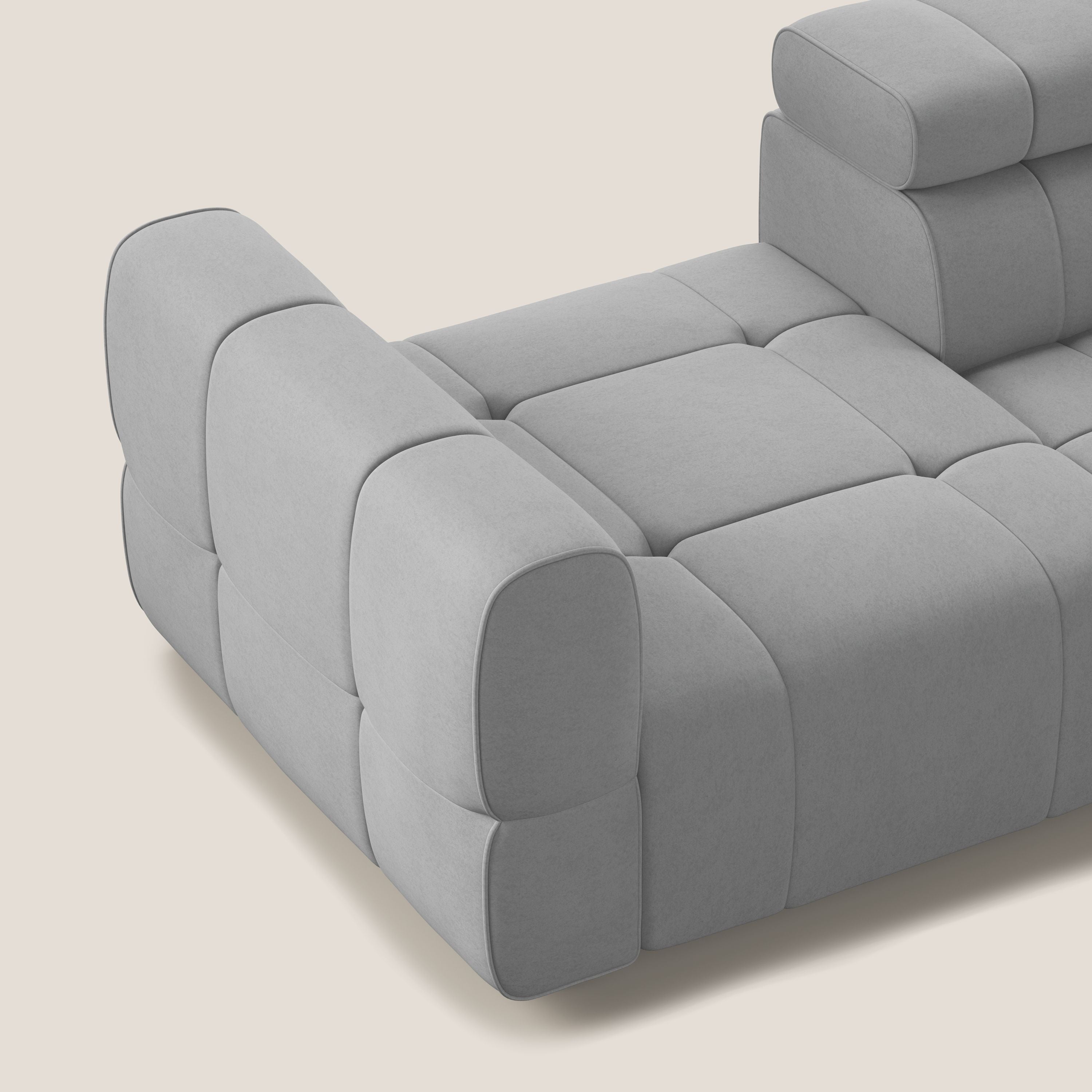 Giotto Divano con terminale e opzione relax elettrico in microfibra effetto velluto impermeabile T09 - divani.store