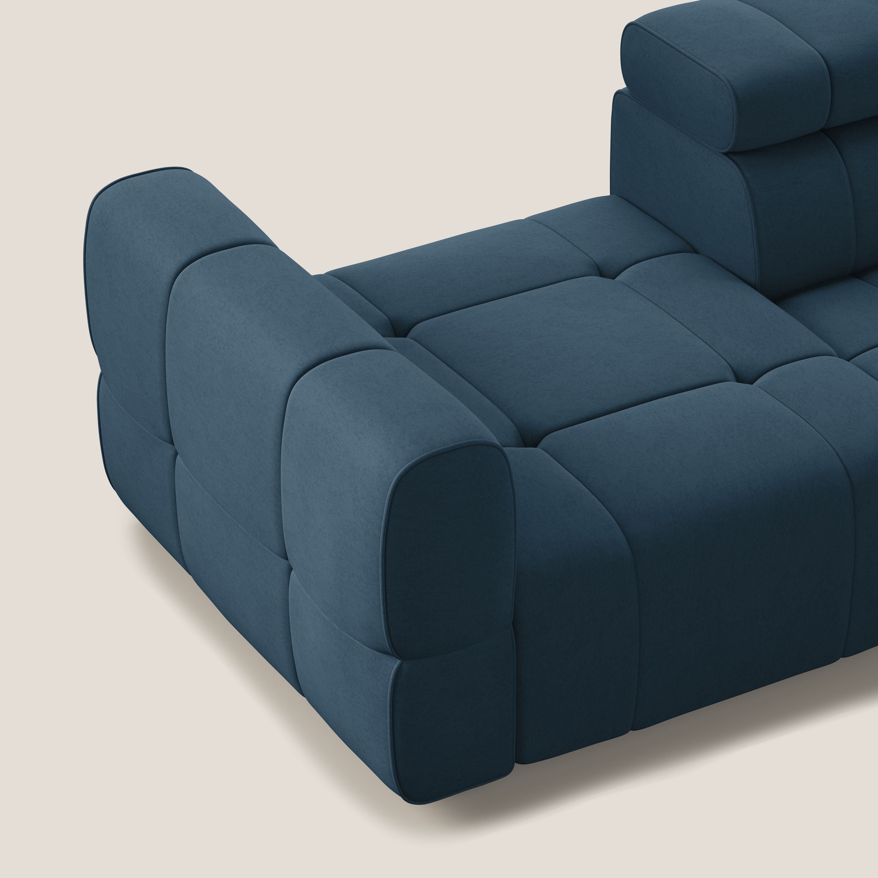 Giotto Divano con terminale e opzione relax elettrico in microfibra effetto velluto impermeabile T09 - divani.store