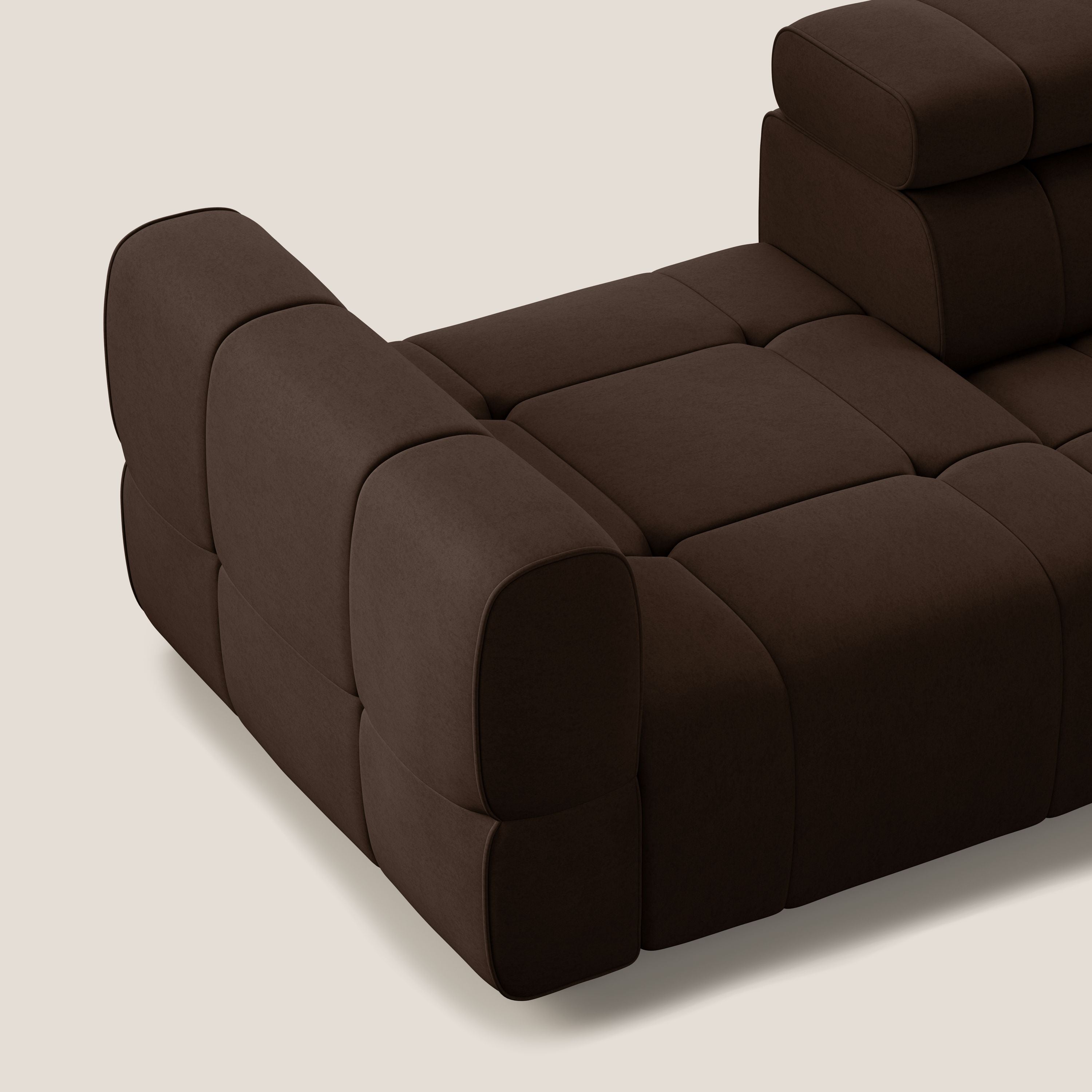 Giotto Divano con terminale e opzione relax elettrico in microfibra effetto velluto impermeabile T09 - divani.store