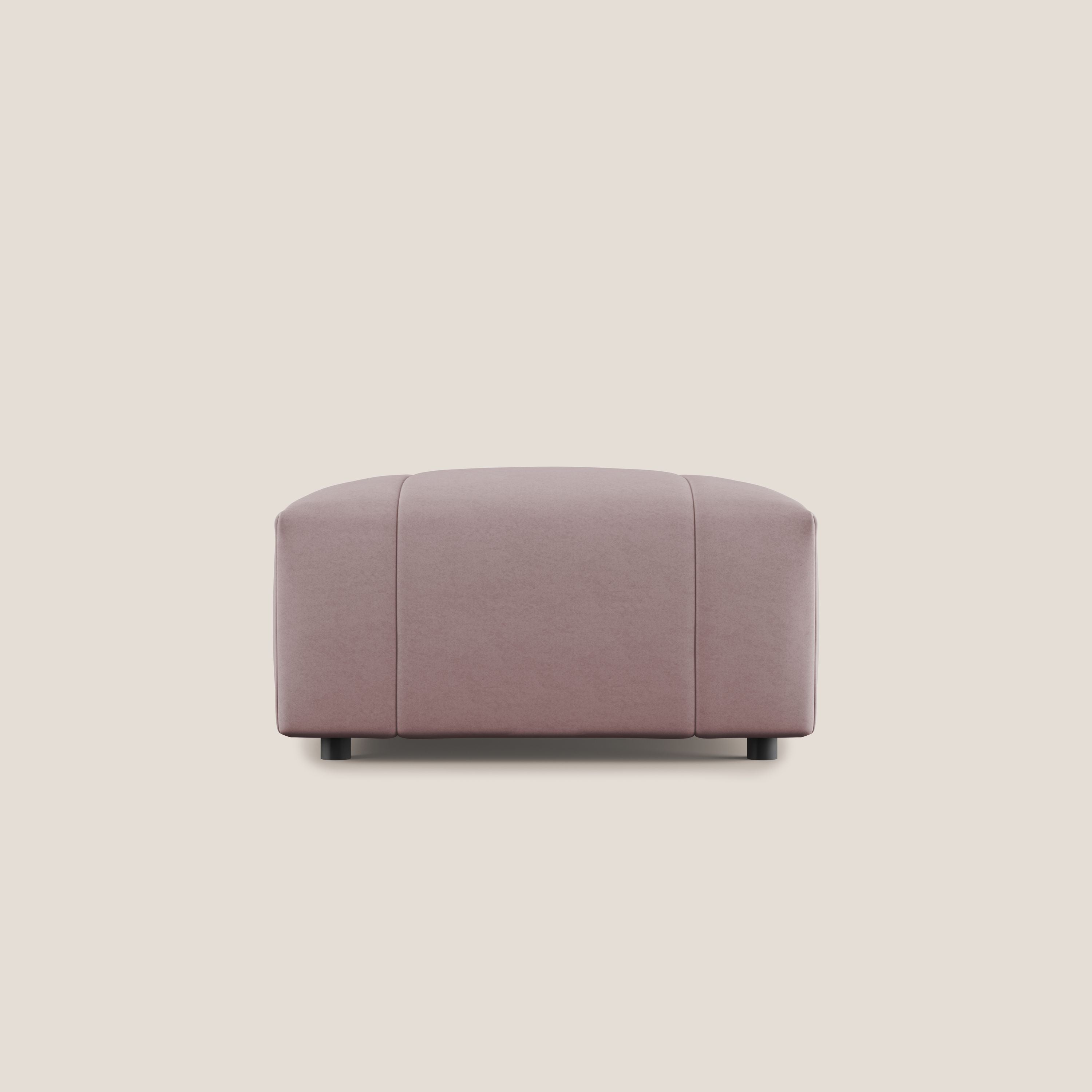 Giotto pouf in morbida microfibra effetto velluto impermeabile idrorepellente T09 rosa - divani.store