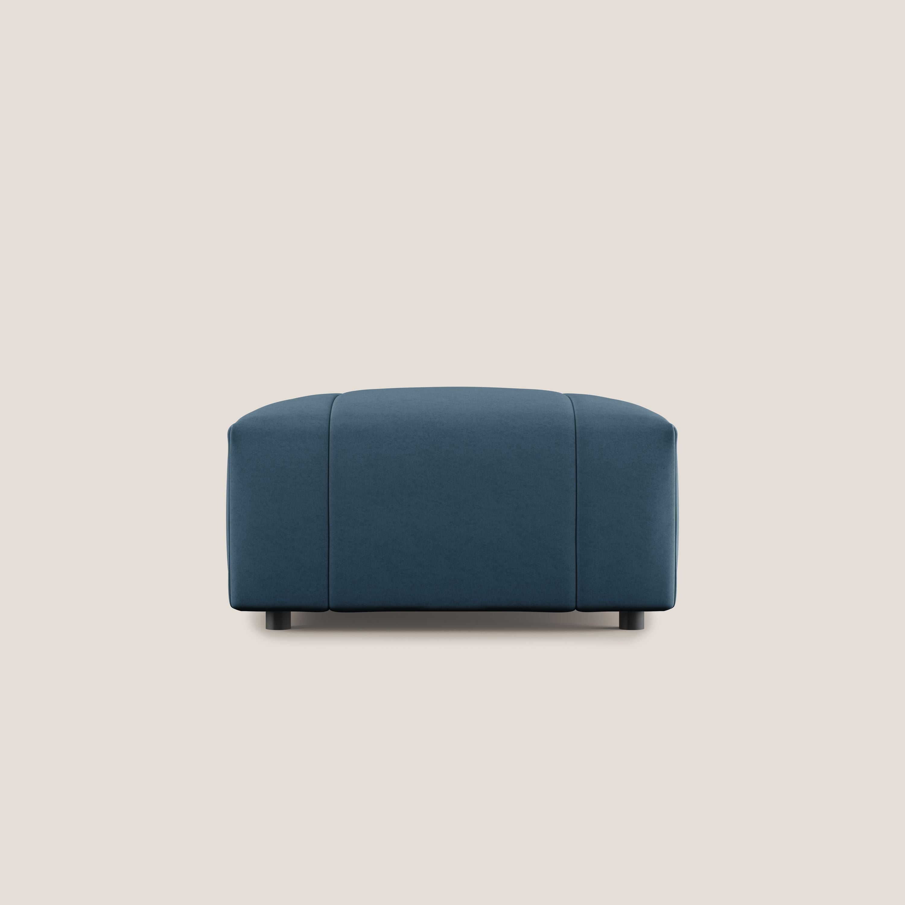 Giotto pouf in morbida microfibra effetto velluto impermeabile idrorepellente T09 blu - divani.store