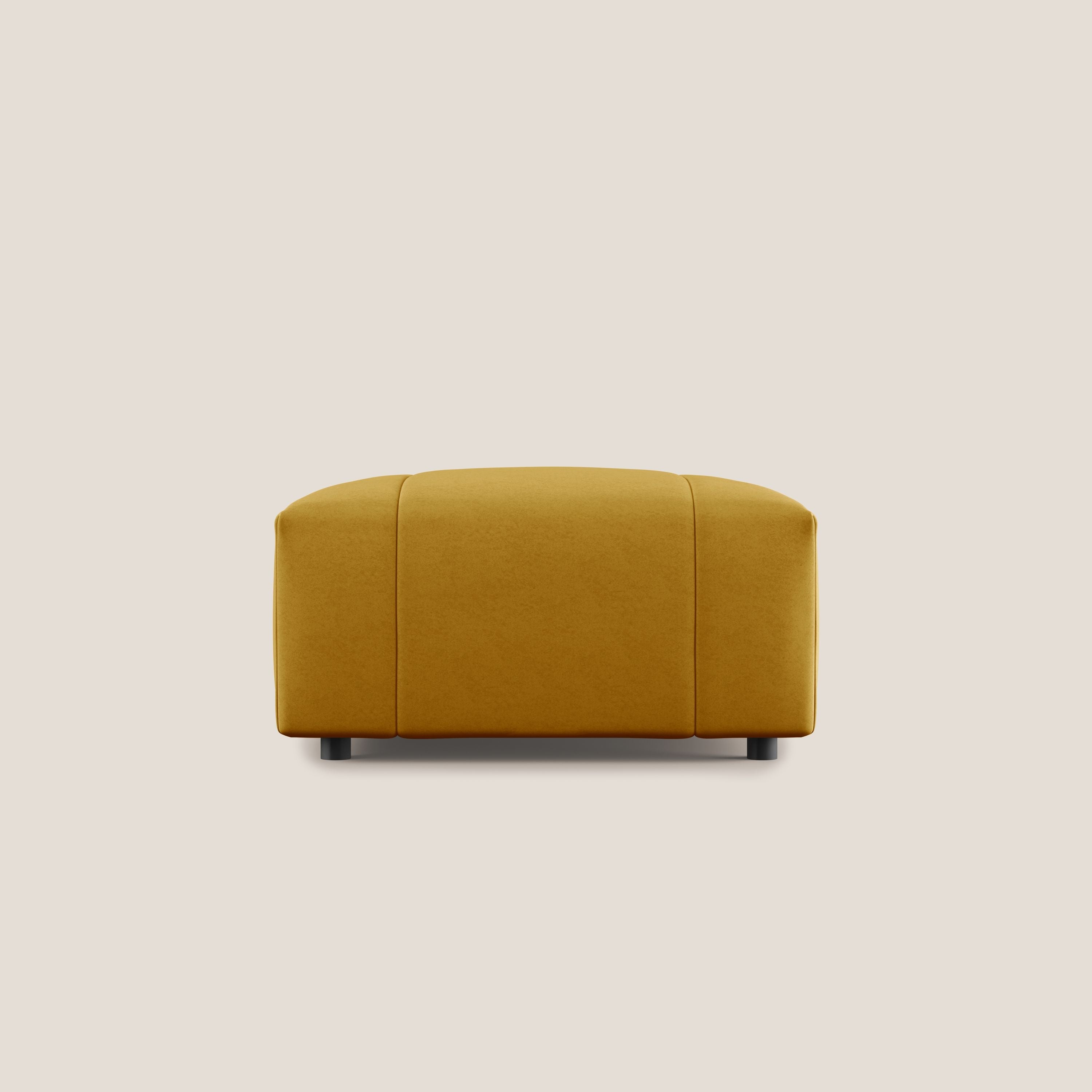 Giotto pouf in morbida microfibra effetto velluto impermeabile idrorepellente T09 giallo - divani.store