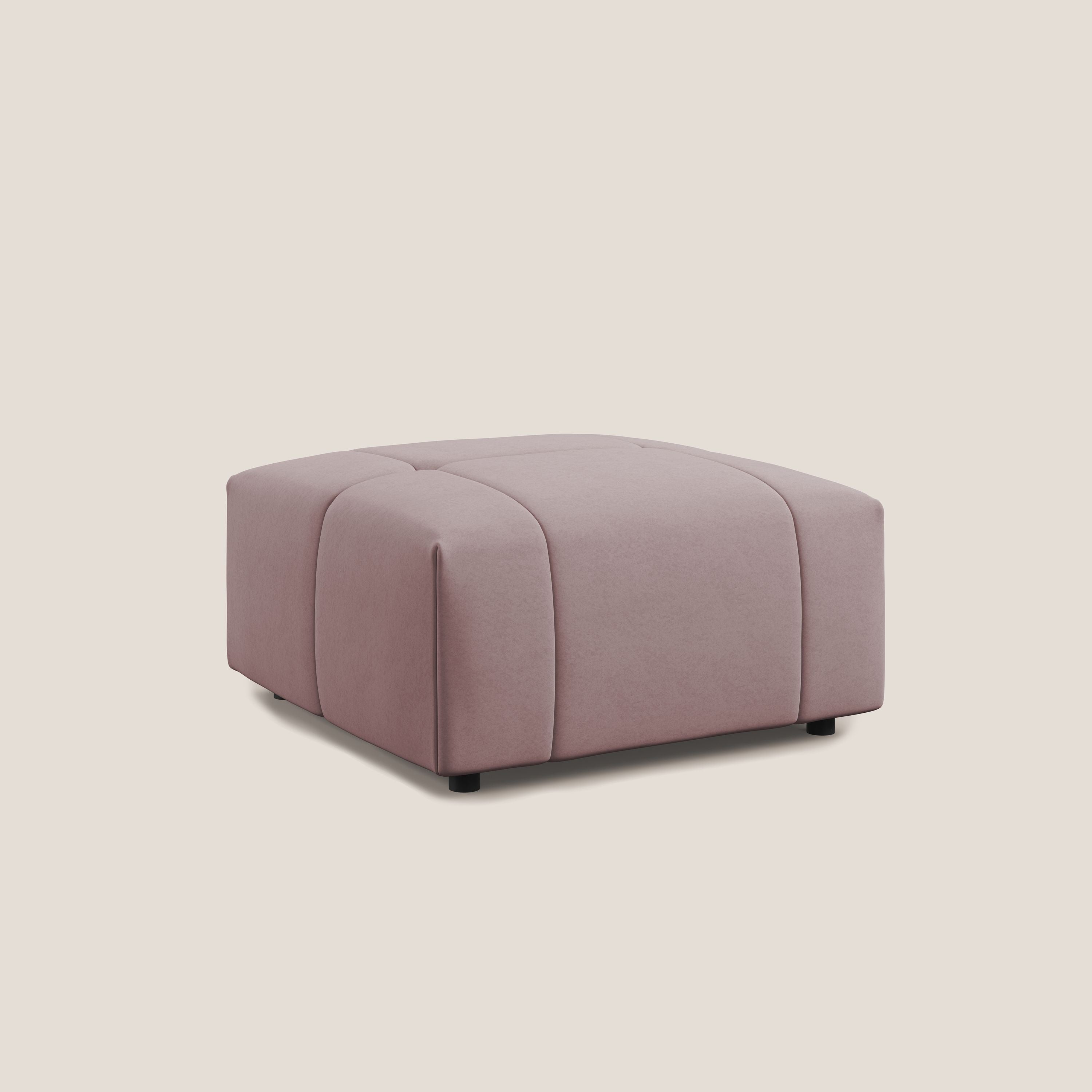 Giotto pouf in morbida microfibra effetto velluto impermeabile idrorepellente T09 rosa - divani.store