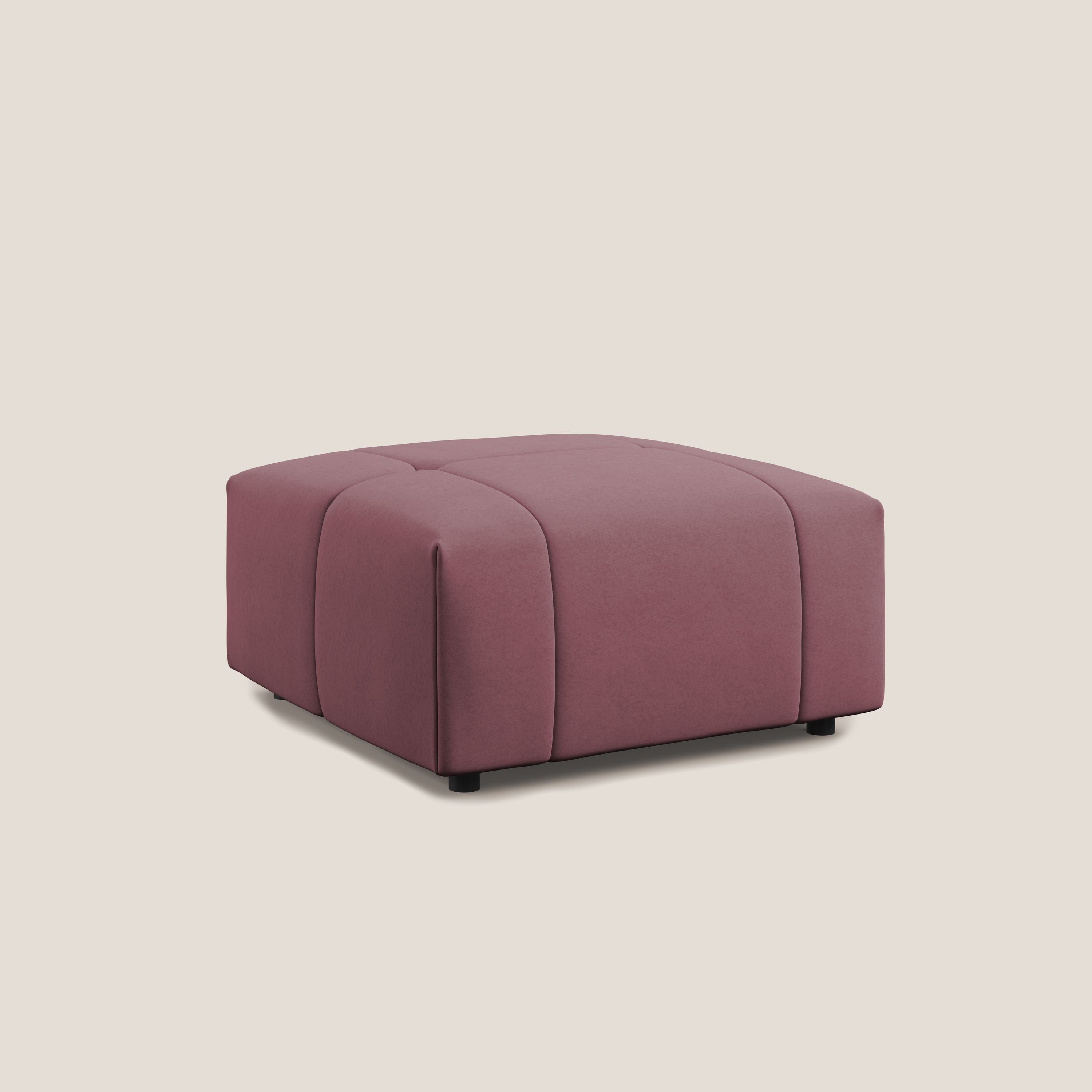 Giotto pouf in morbida microfibra effetto velluto impermeabile idrorepellente T09 salmone - divani.store